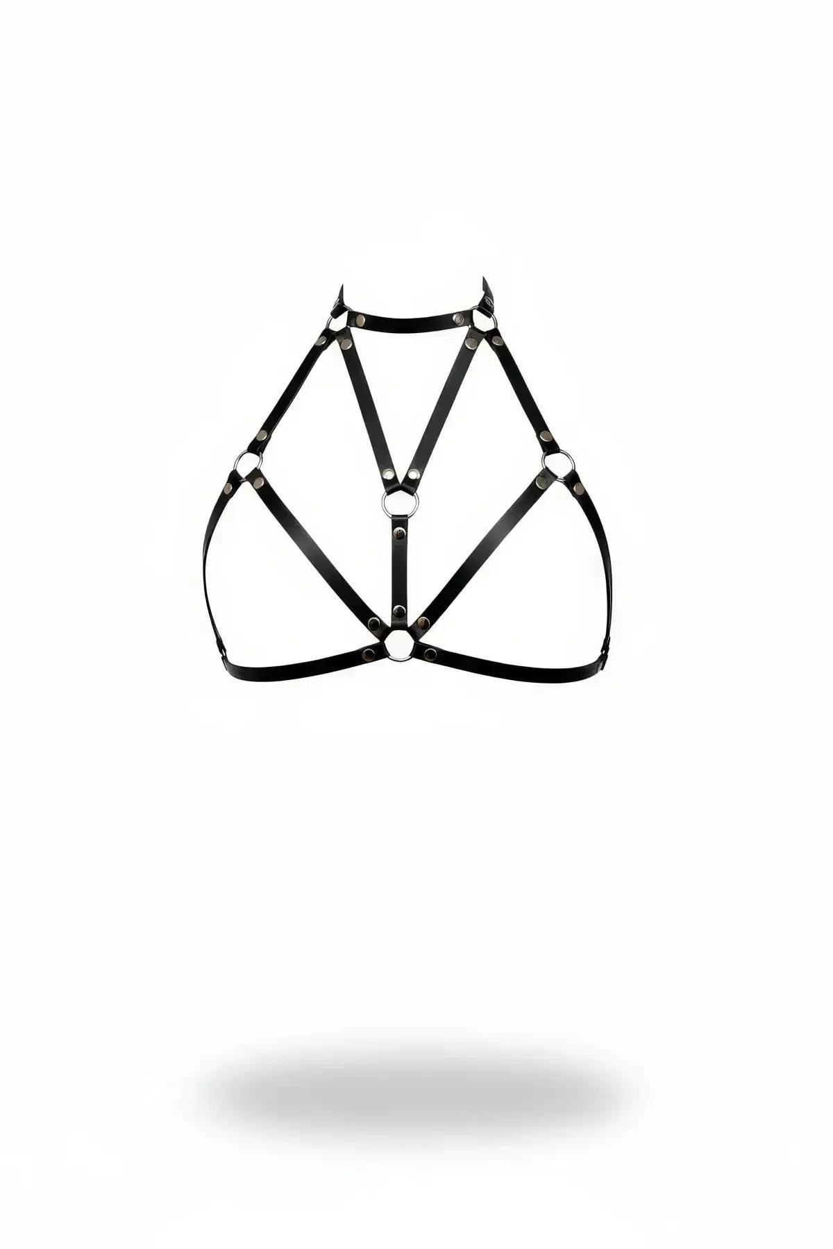 Caged Halter Harness Bra with O-Ring Details