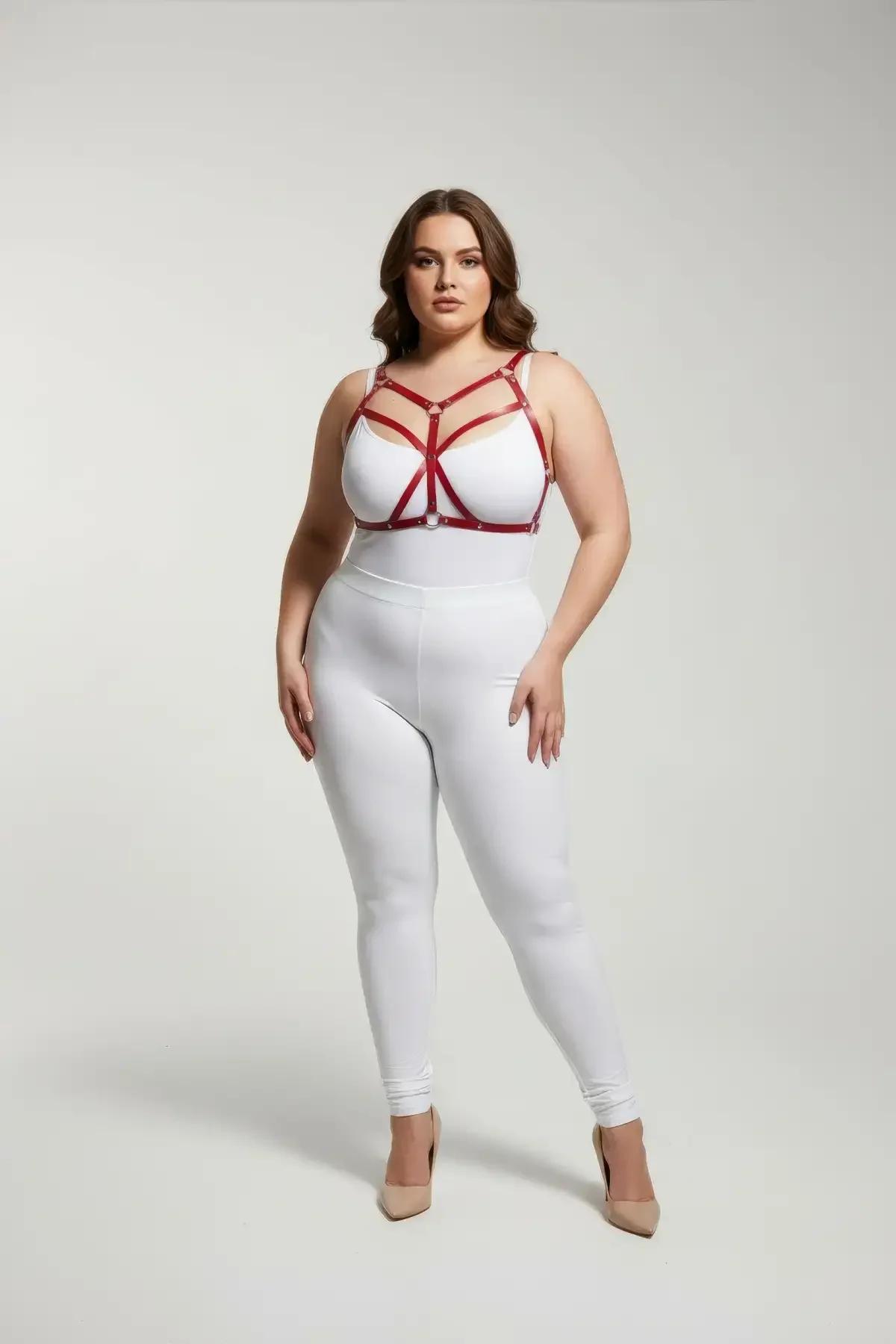 Strappy Red Faux Leather Body Harness