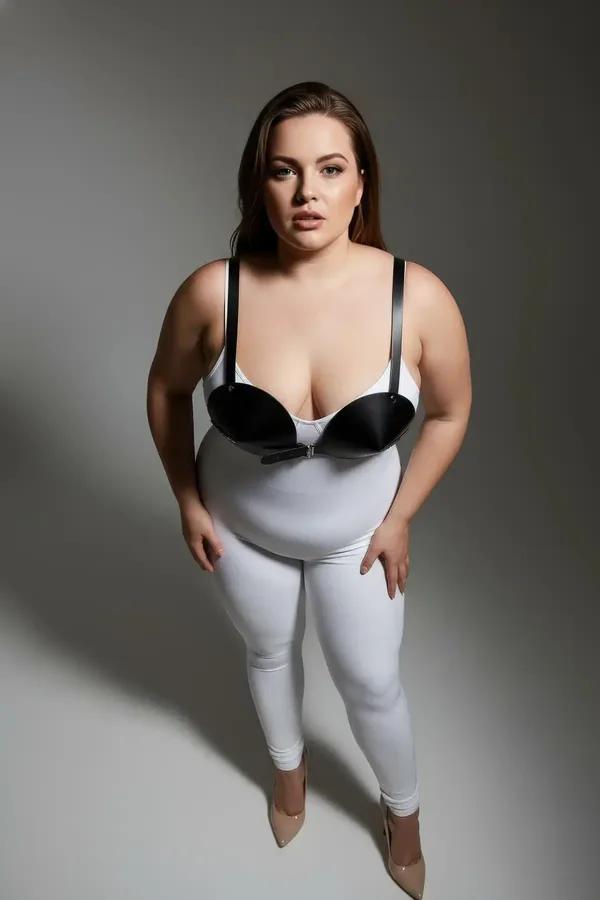 Faux Leather Chest Harness Bra with Front Hook Closure
