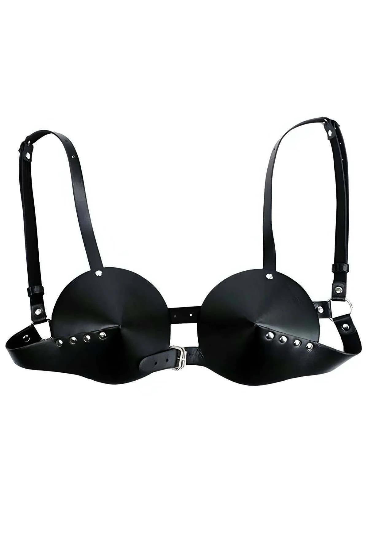 Leather Harness Bra Top for Women - Adjustable Faux Leather