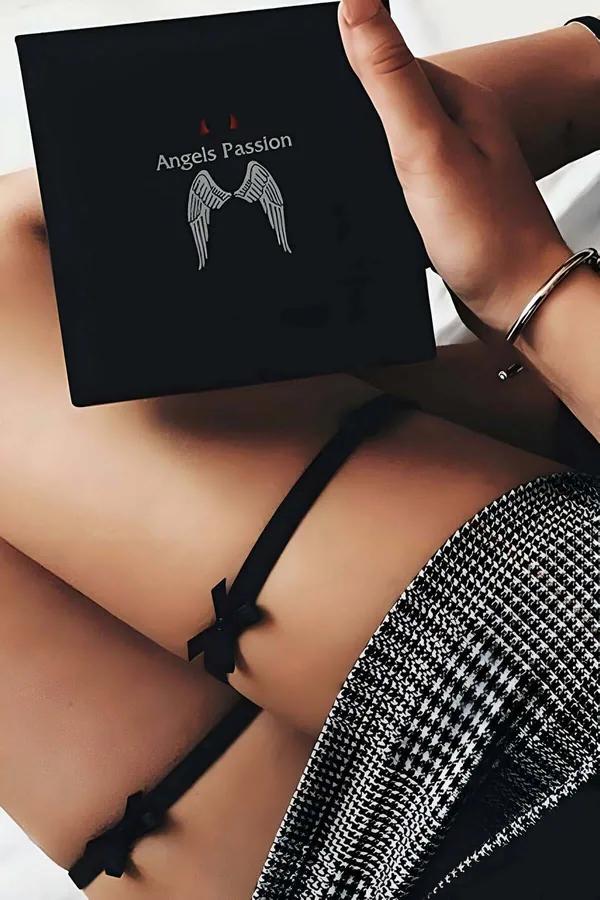 Leg Garter Strap with Adjustable Bow Details - Black