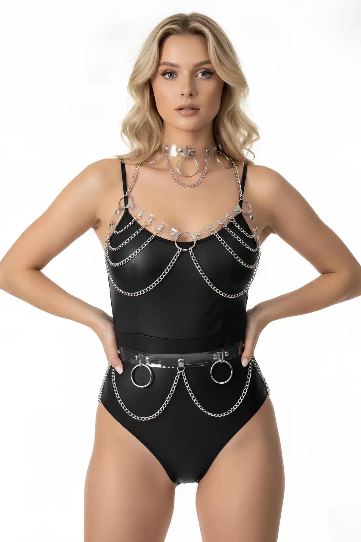 Body Harness Set with Adjustable Transparent Straps