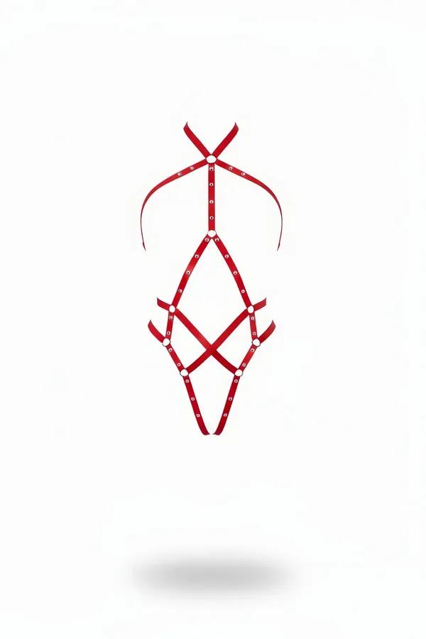 Red Body Harness | Adjustable Strappy Fashion Accessory