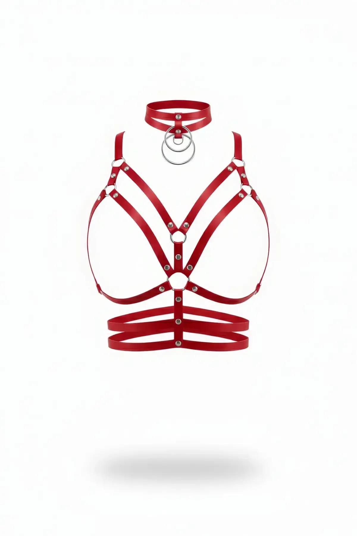 Caged Chest Harness with Multi O-Ring Choker