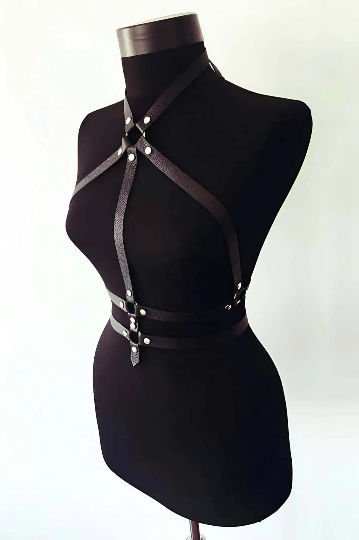 Men's Leather Chest Harness - Adjustable Fashion Accessory