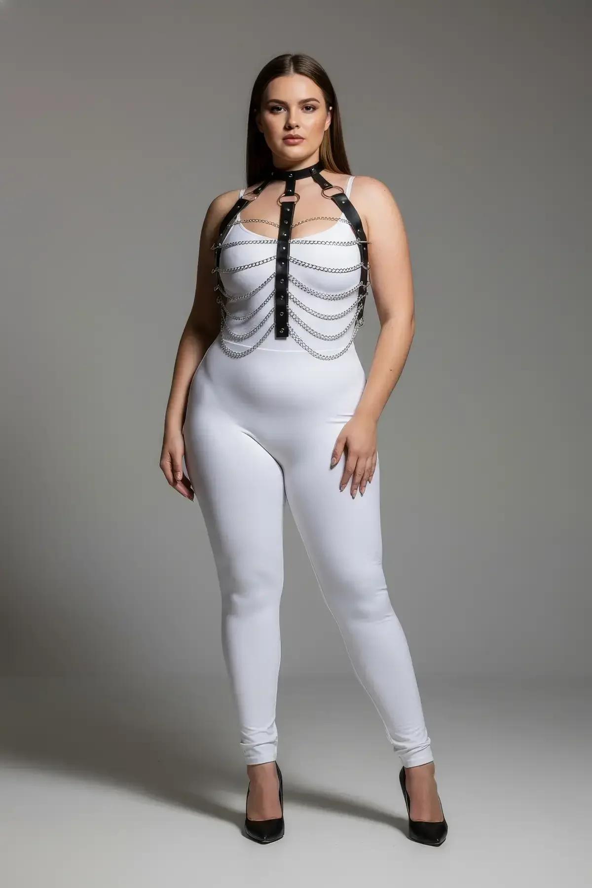 Chain Detail Faux Leather Body Harness