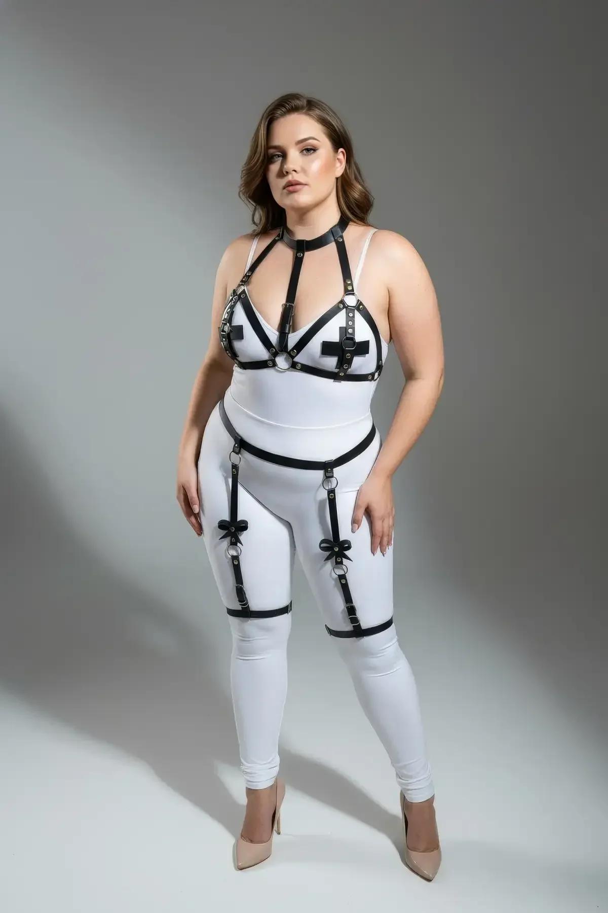 Strappy Garter Body Harness with O-Ring Accents