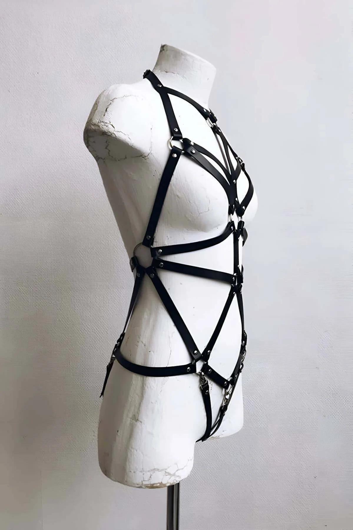 Leather Body Harness for Women - Adjustable Faux Design