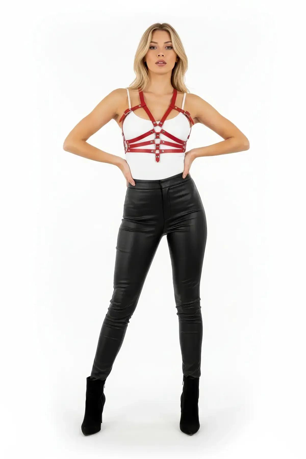 Caged Chest Harness with Multi-Strap Vegan Leather Design