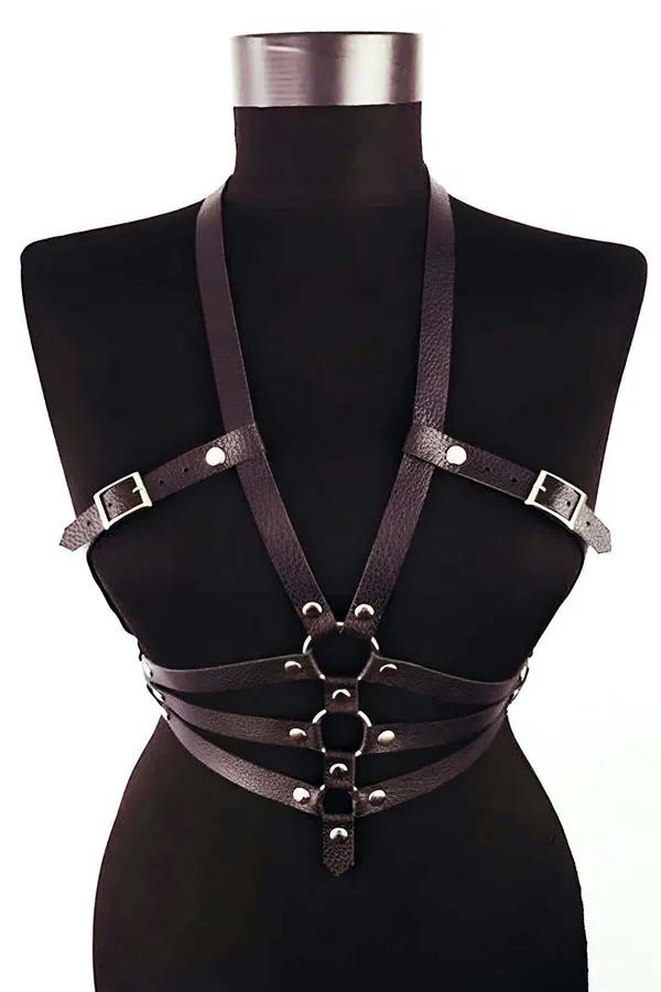 Faux Leather Chest Harness Adjustable Strap Body Fashion Accessory