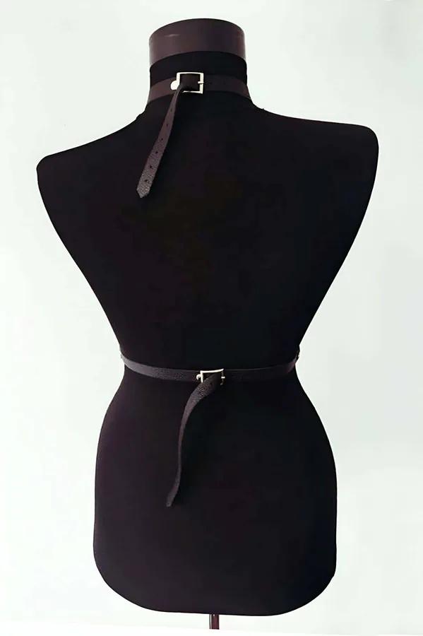 Adjustable Faux Leather Body Harness with O-Rings