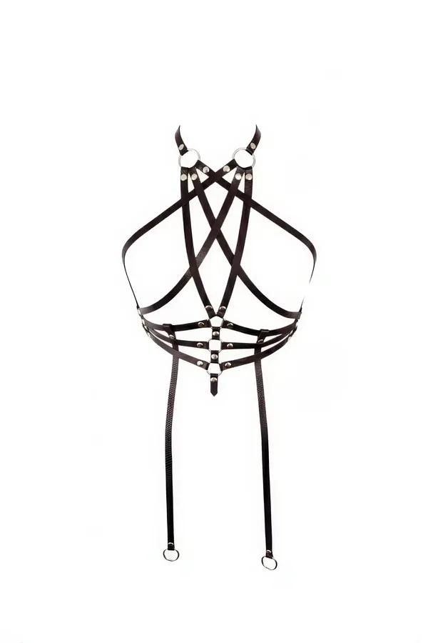 Adjustable Strappy Chest Harness with O-Ring Halter Neck