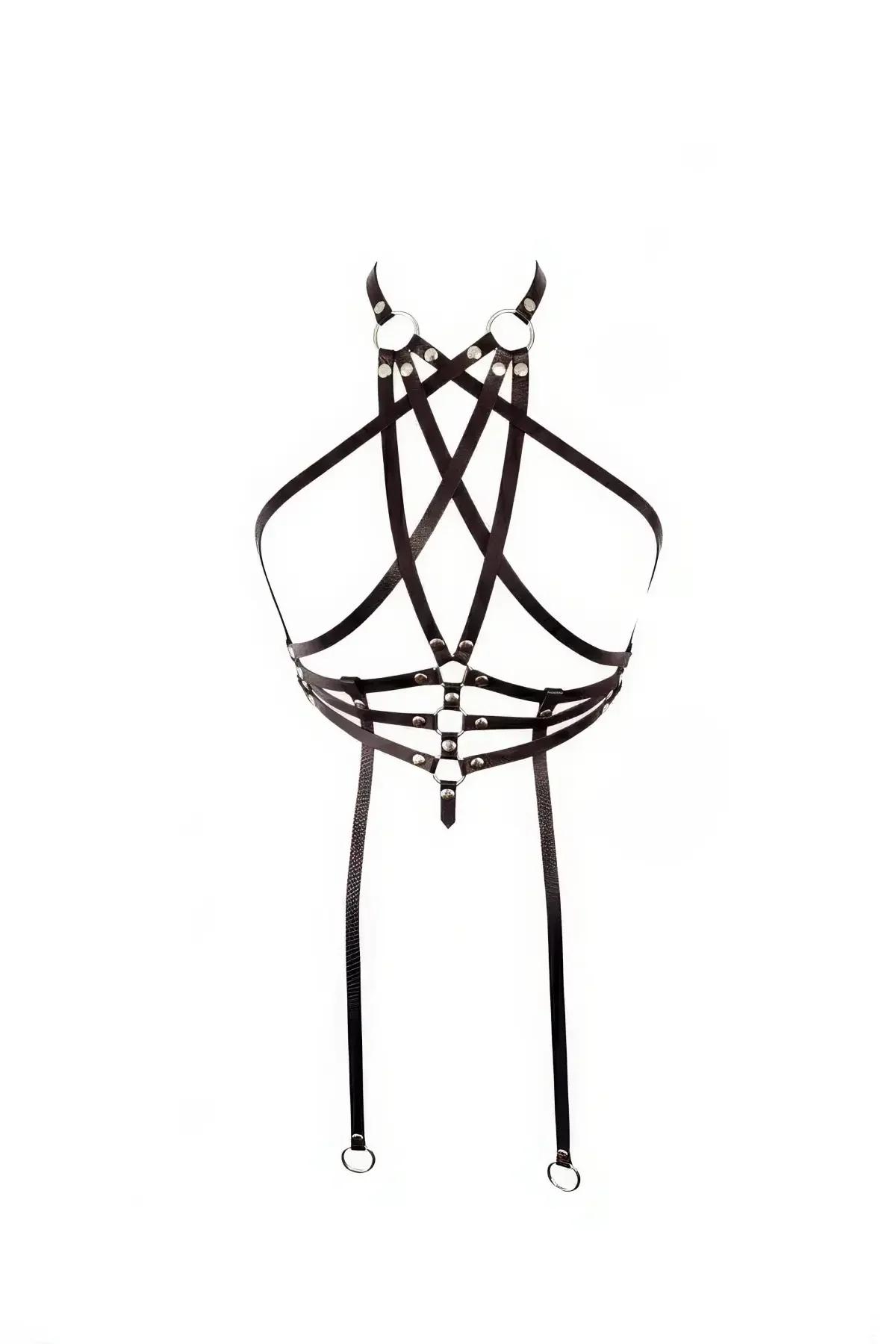 Adjustable Strappy Chest Harness with O-Ring Halter Neck