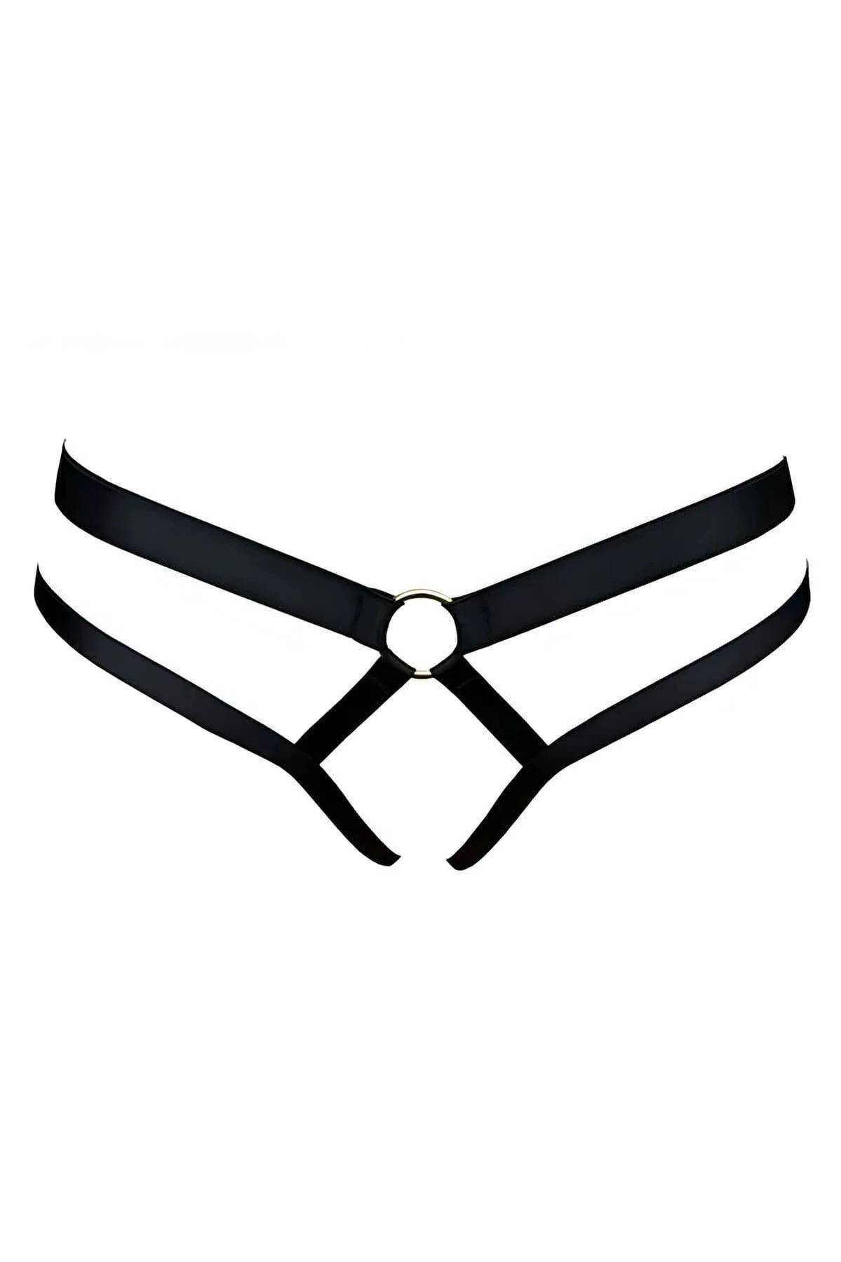 Harness Thong Lingerie: Adjustable Strappy Open Crotch Panties