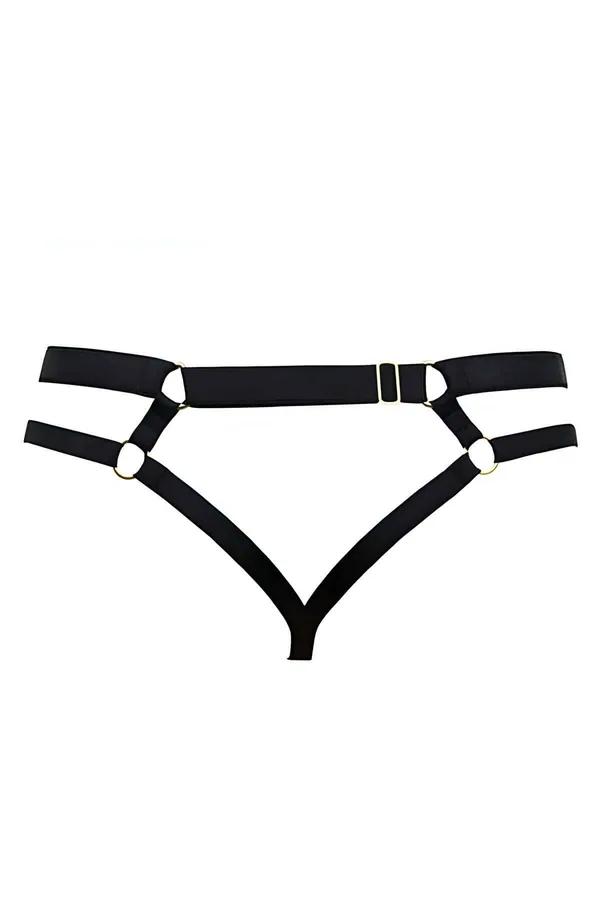Harness Thong Lingerie: Adjustable Strappy Open Crotch Panties