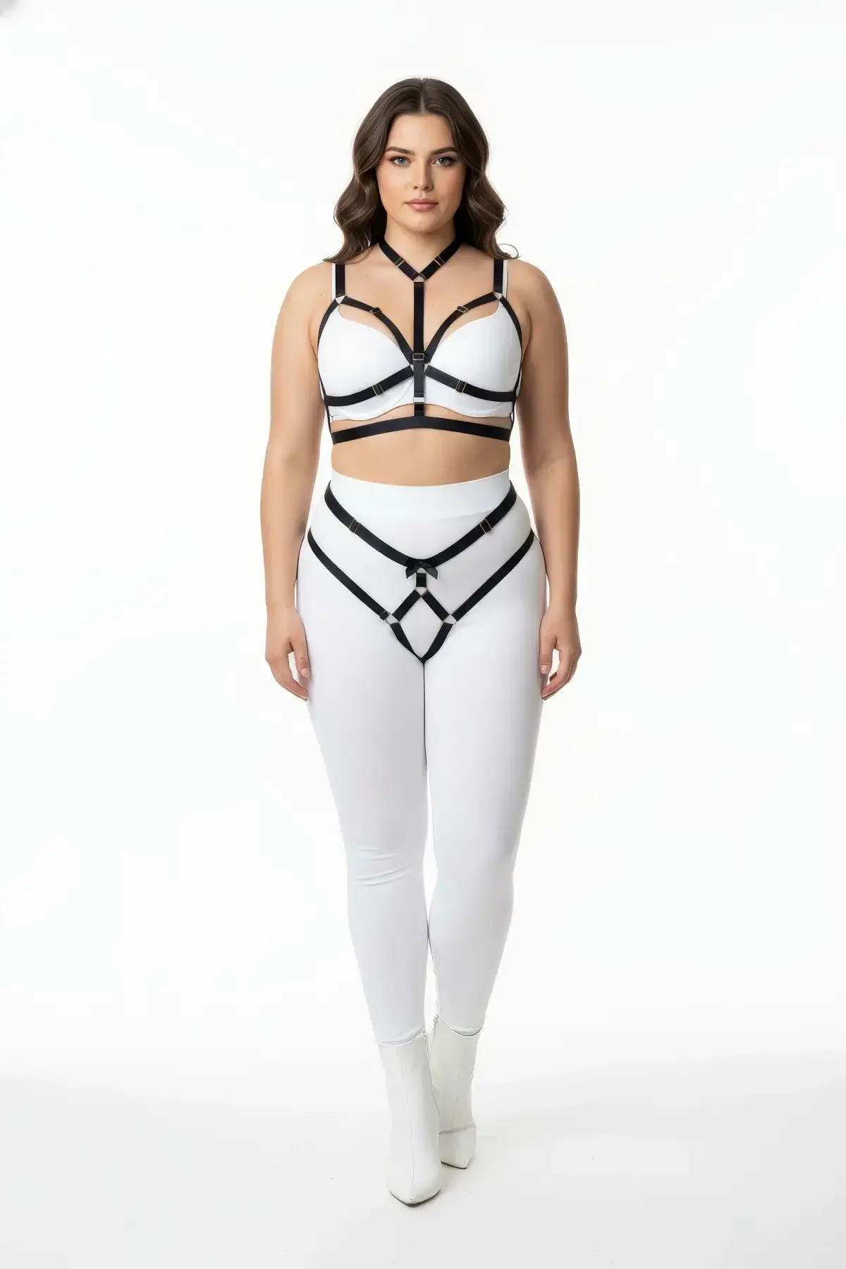 Adjustable Body Harness and Garter Belt Set with O-Rings