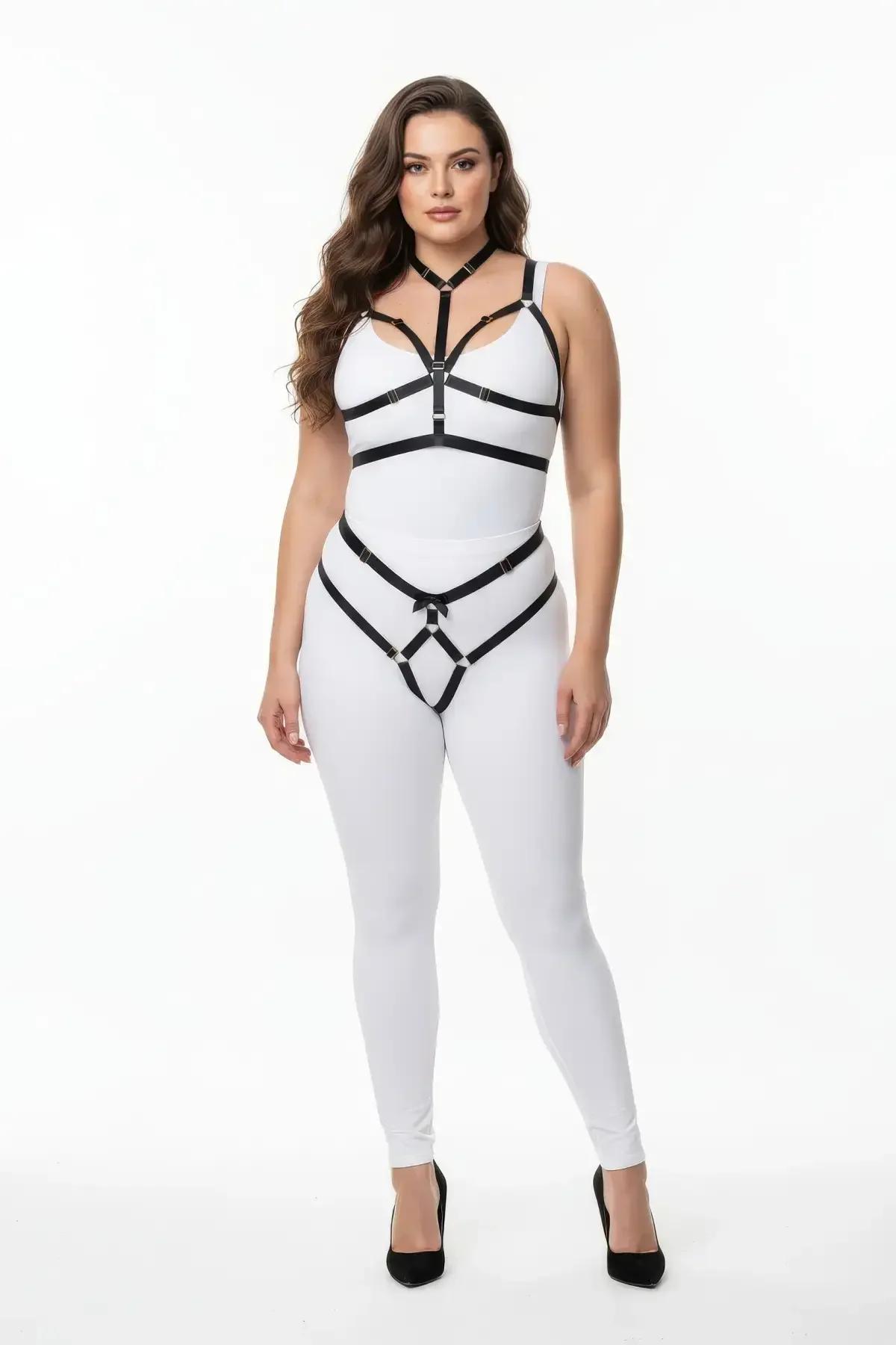 Adjustable Body Harness and Garter Belt Set with O-Rings