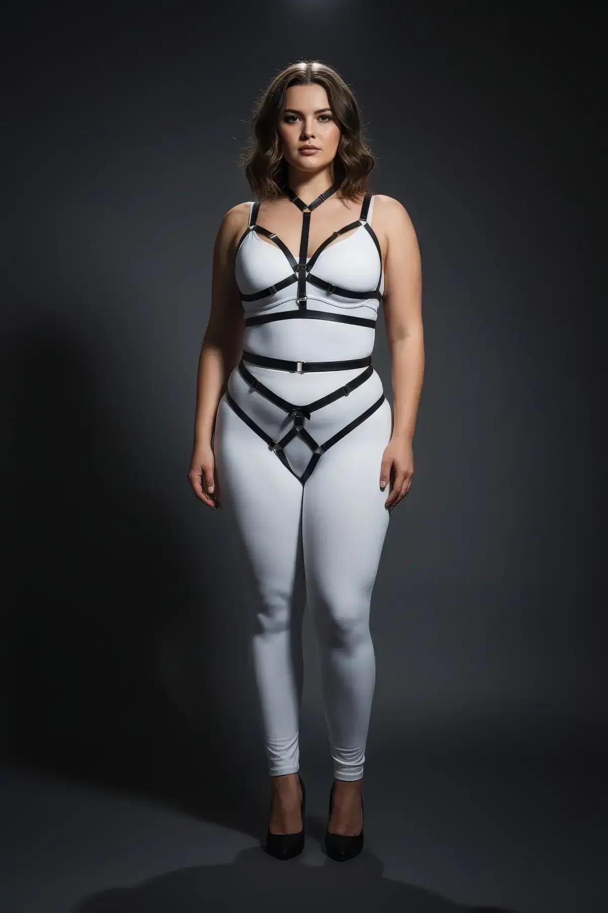 Adjustable Body Harness and Garter Belt Set with O-Rings