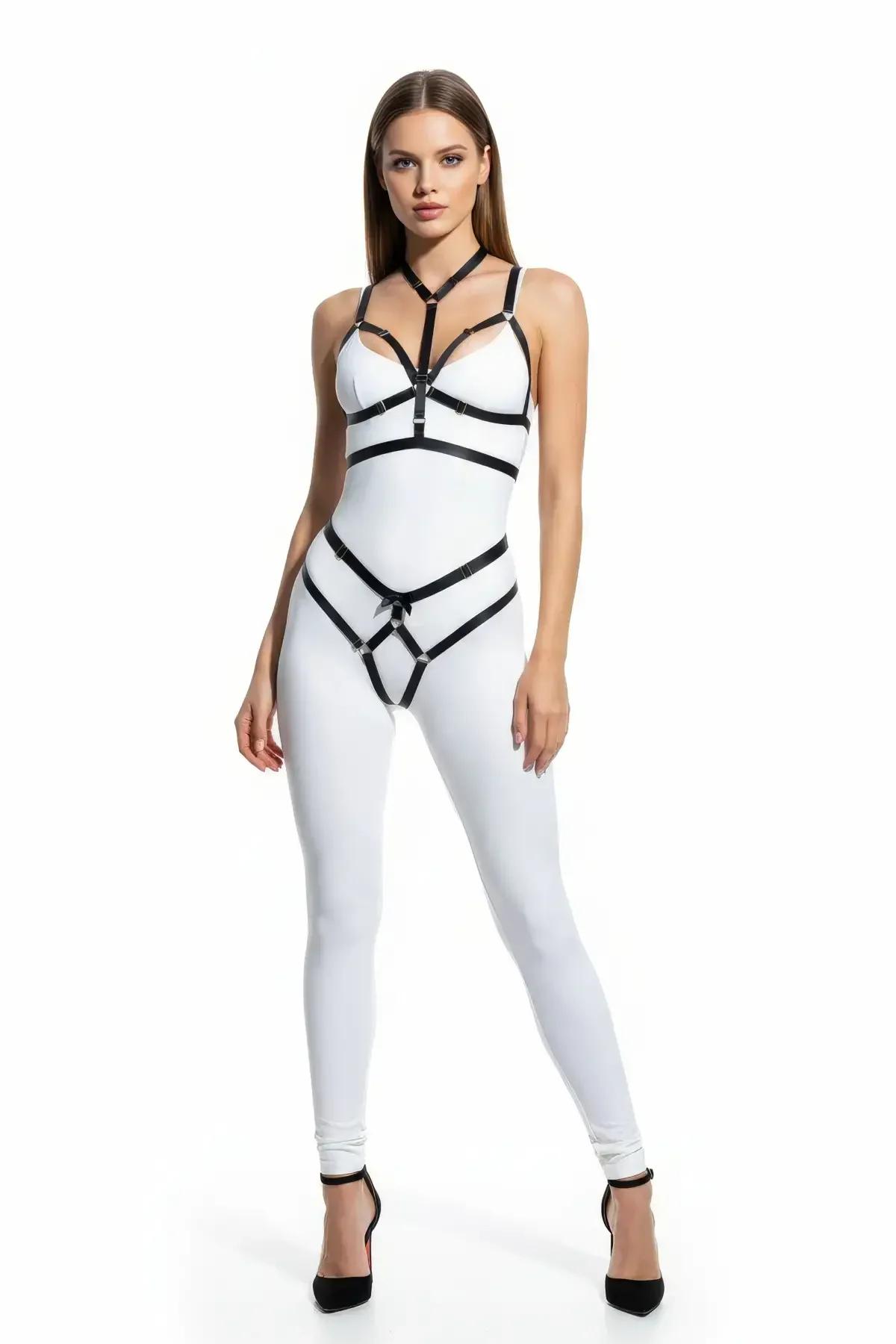 Strappy Body Harness with Bra Top & Waist Details