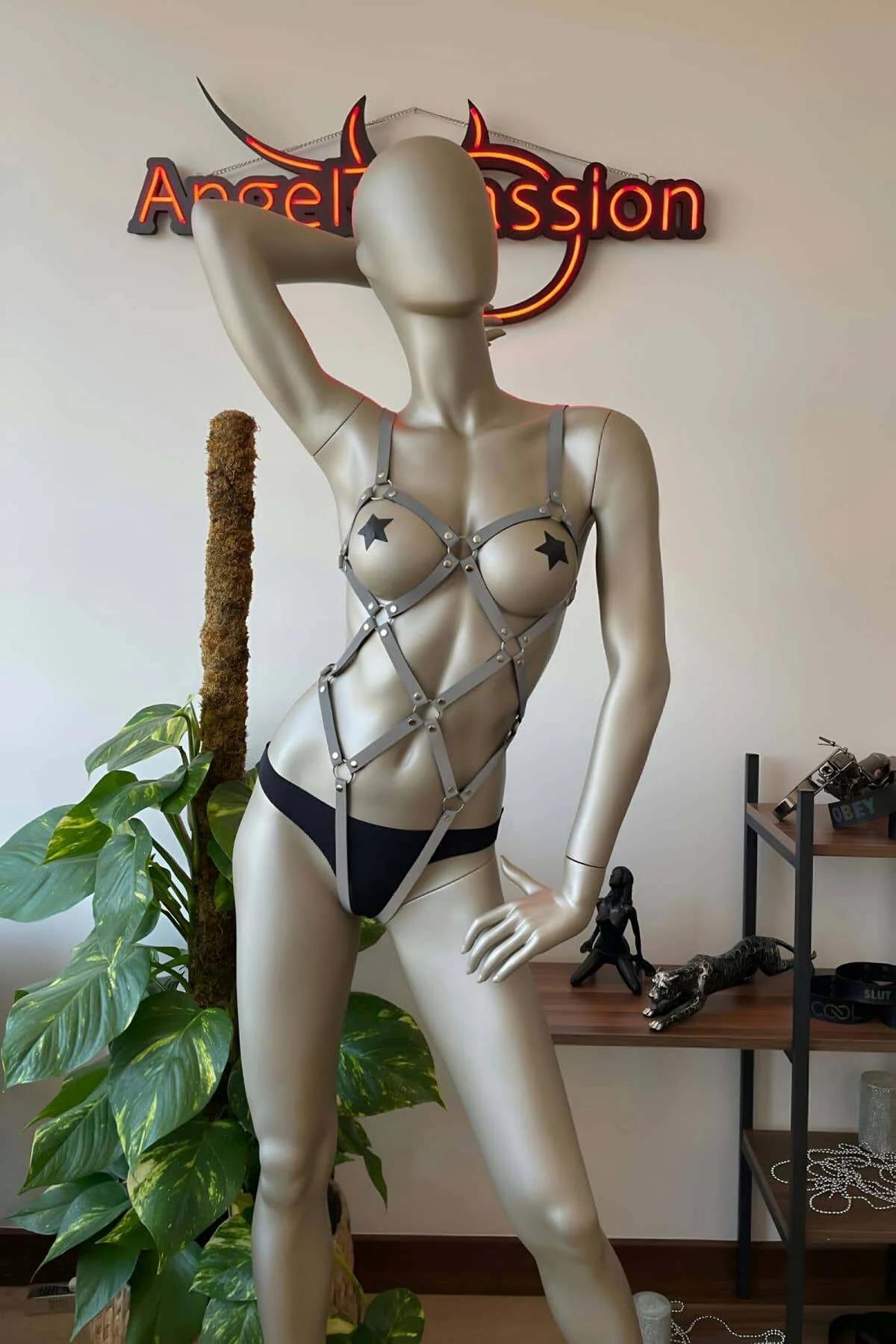 Reflective Full Body Harness Lingerie - Adjustable Fit