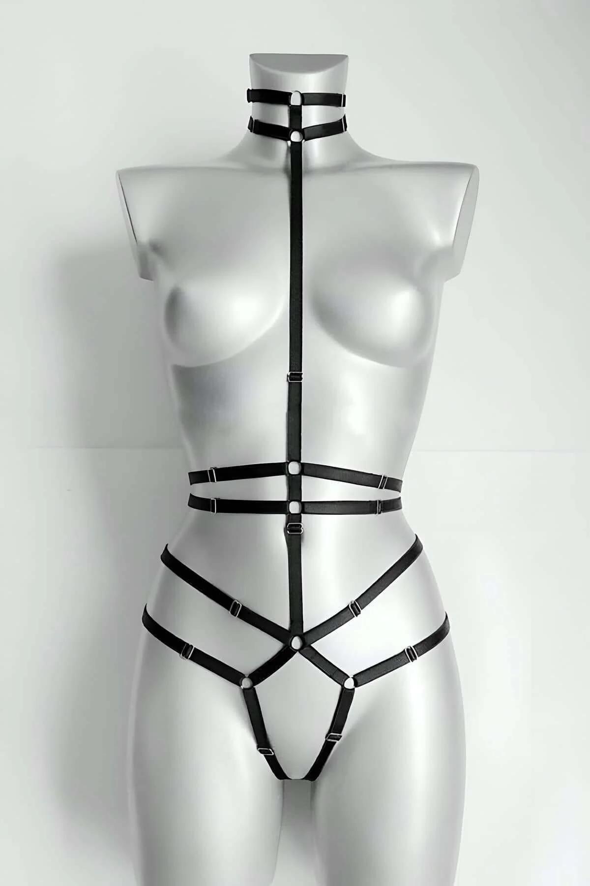 Women's Adjustable Body Harness Lingerie with Garter Straps