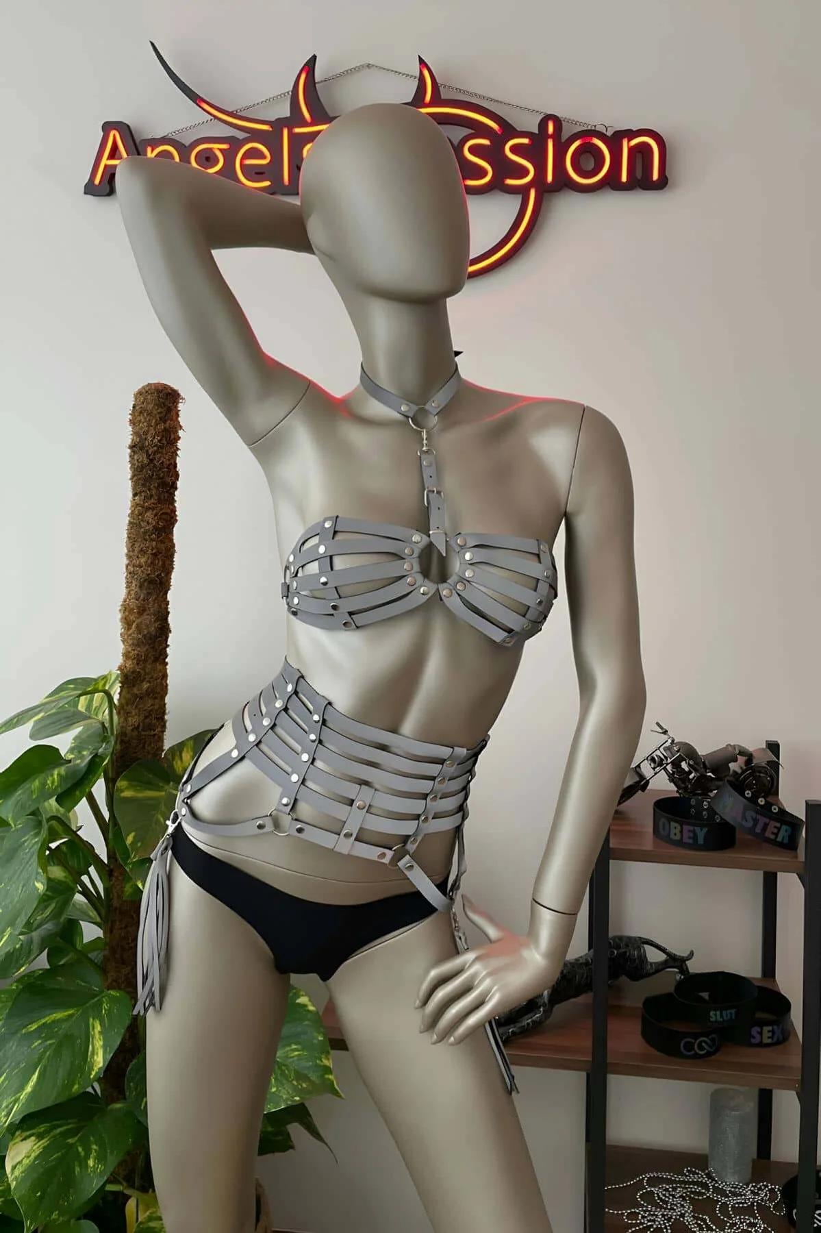 Reflective Fashion Harness Set – Full Body Corset & Bra