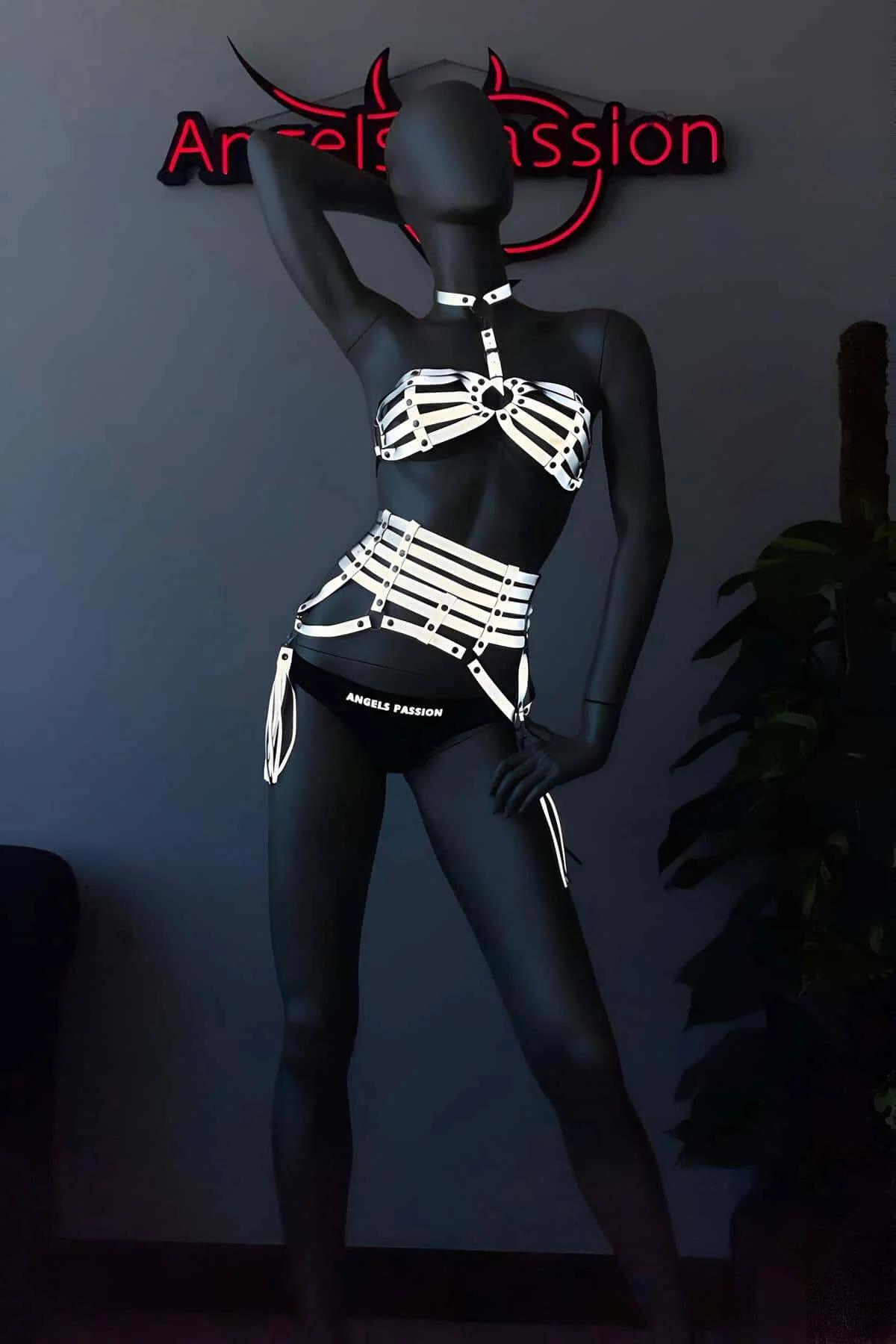 Reflective Fashion Harness Set – Full Body Corset & Bra