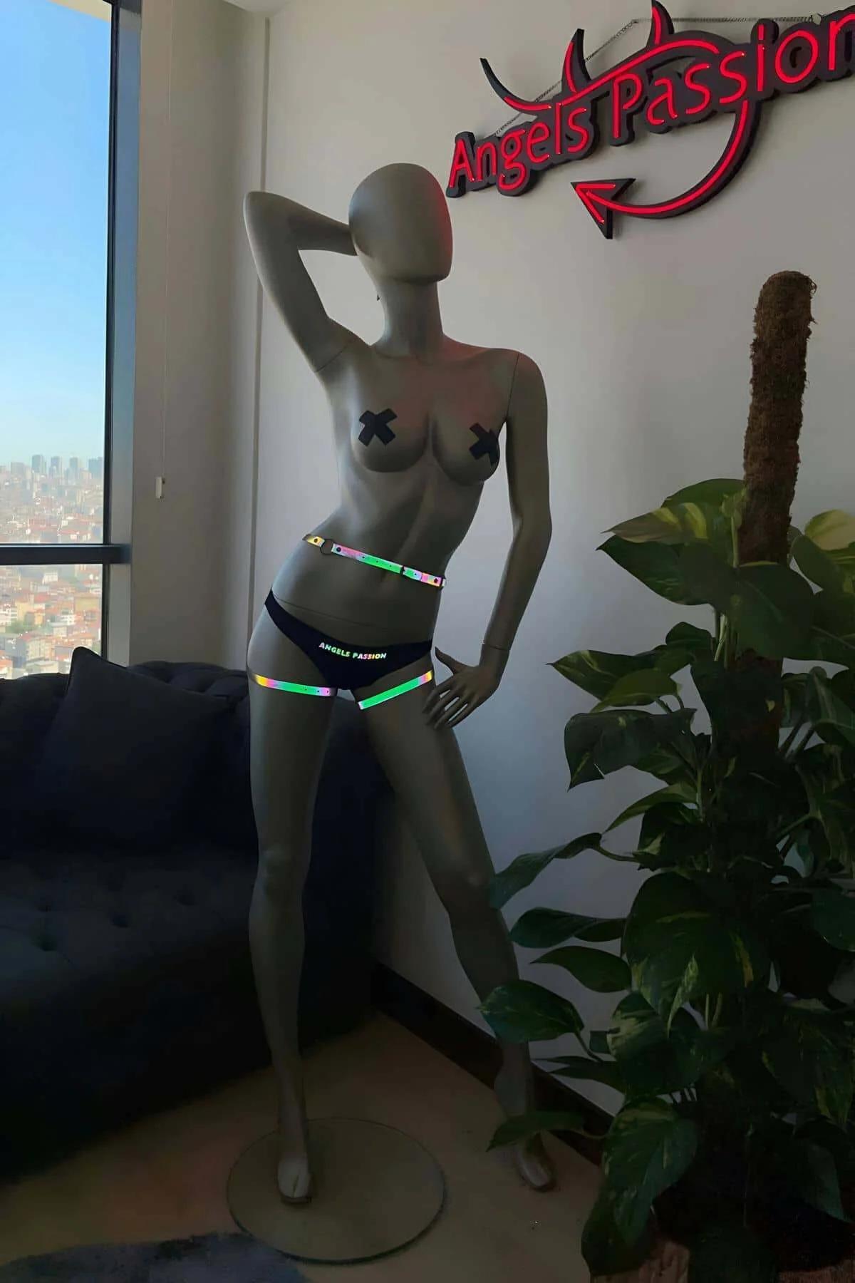 Iridescent Reflective Body Harness with Adjustable Straps