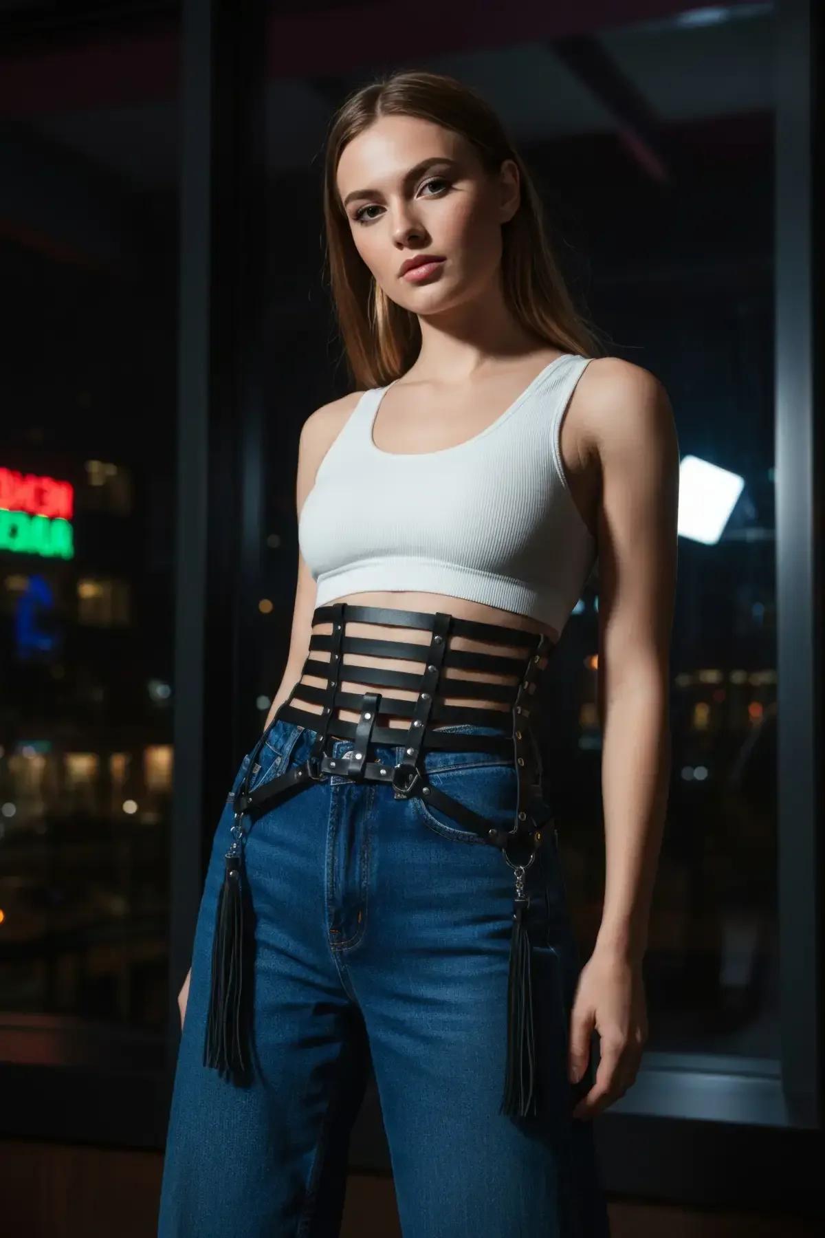 Multi-Strap Waist Harness with Detachable Tassels