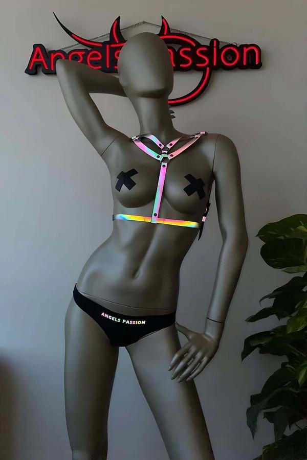 Iridescent Reflective Chest Harness Adjustable Straps