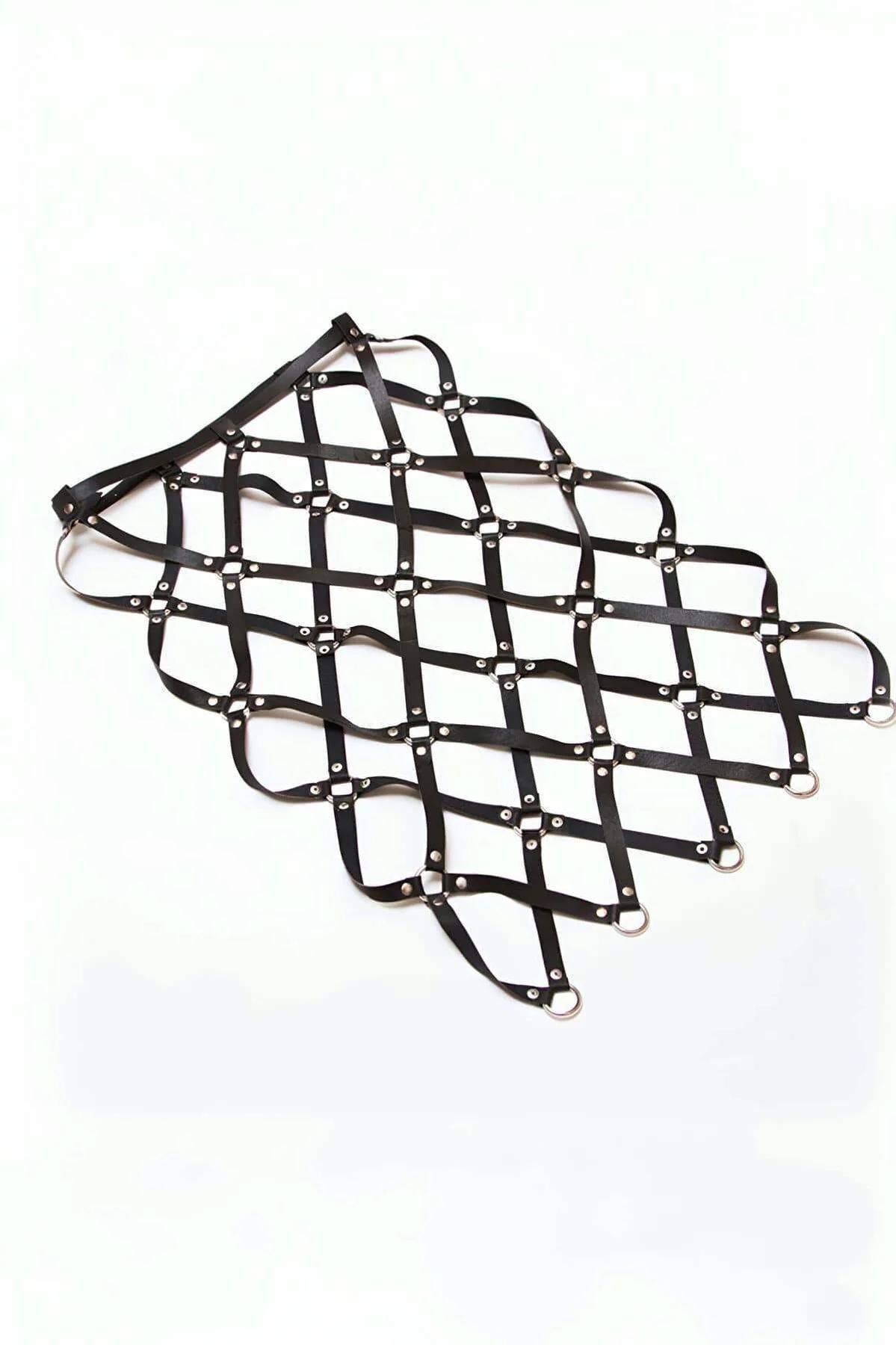 Harness Skirt: Adjustable Leather Grid Midi Skirt for Women