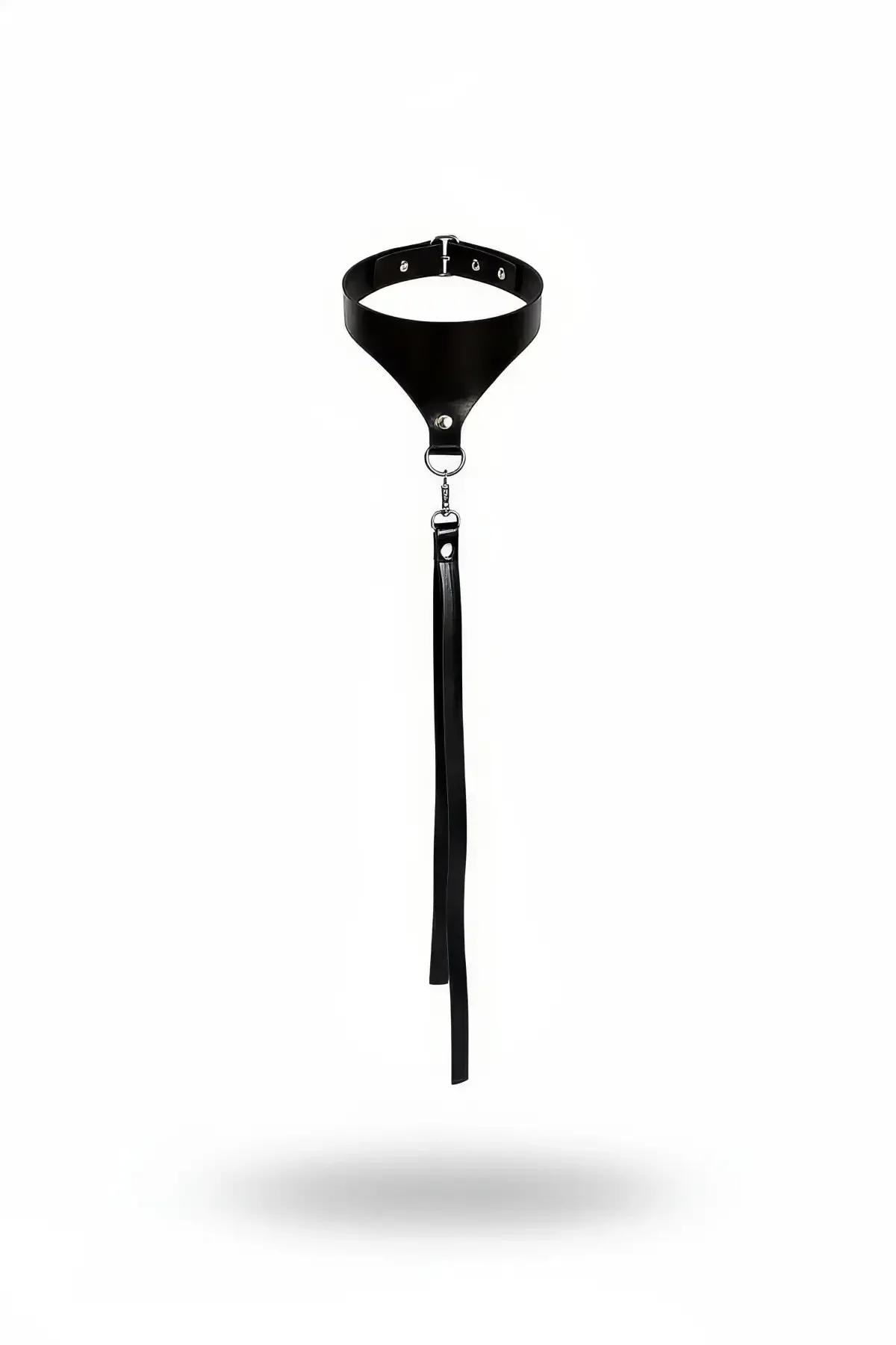 Black Faux Leather Choker with Detachable Tassel