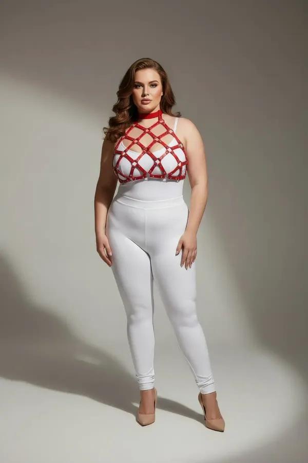 Red Geometric Cage Halter Harness