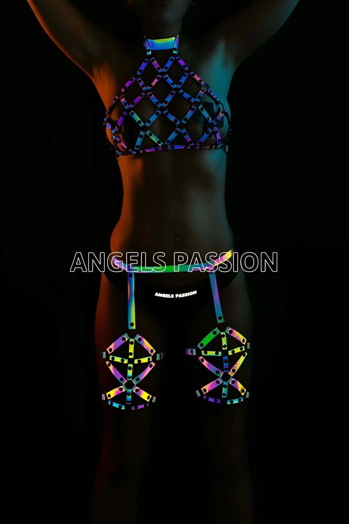 Reflective Body Harness Set - Iridescent Festival Wear