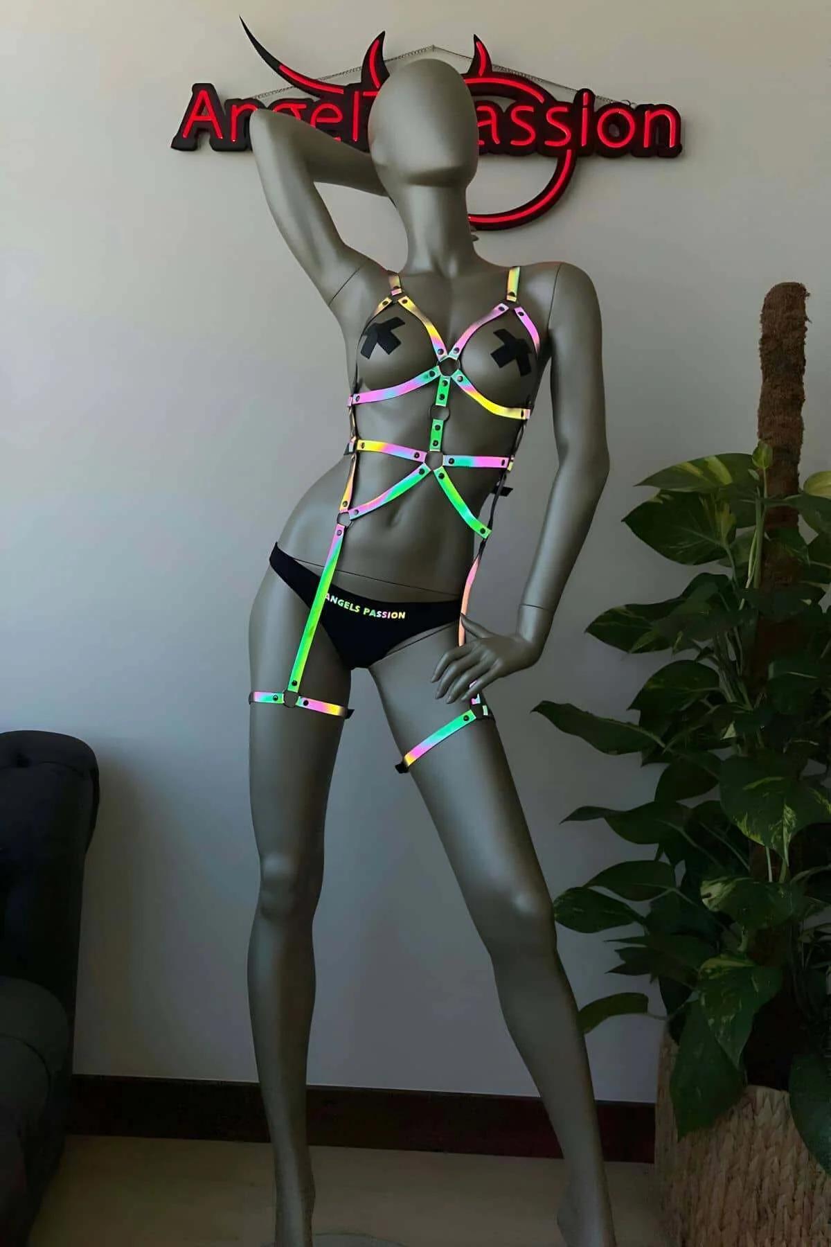 Reflective Body Harness | Adjustable Iridescent Festival Gear