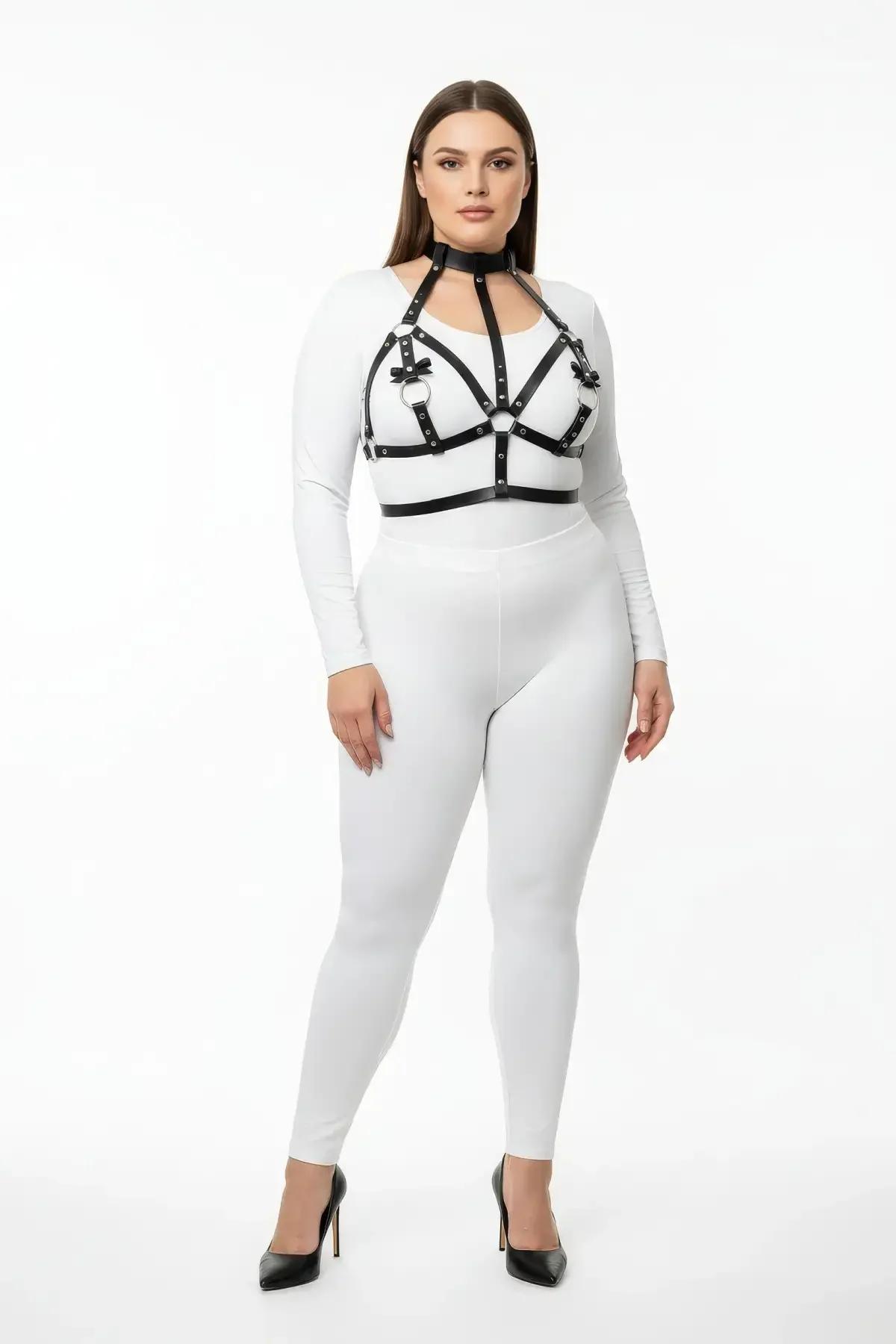 Strappy Black Harness with Choker Neck Collar