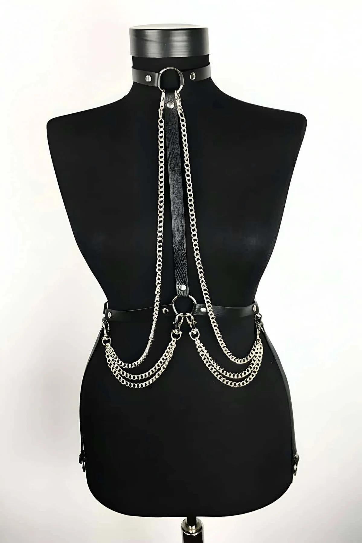 Faux Leather Body Chain Harness - Adjustable & Statement