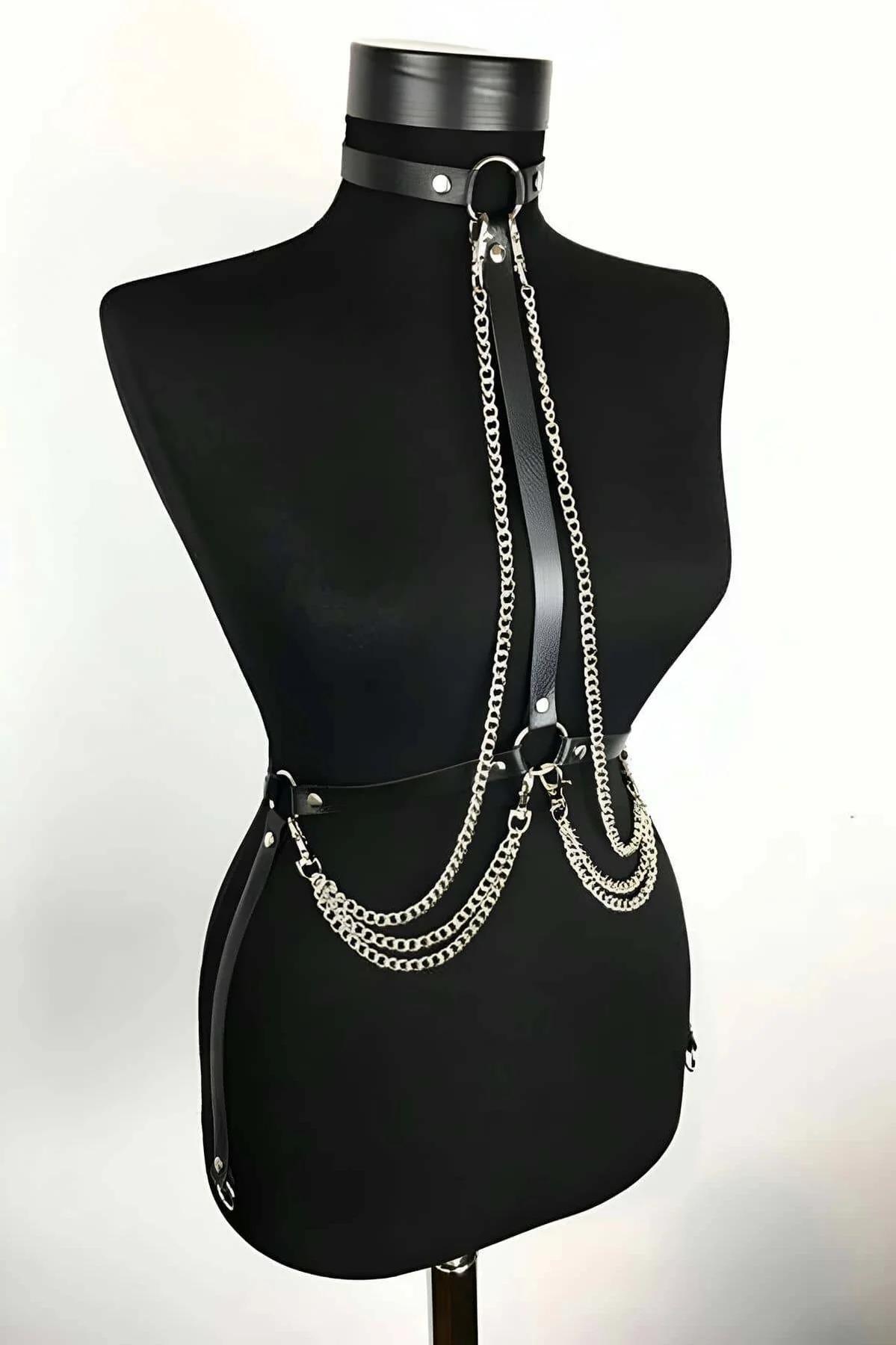 Faux Leather Body Chain Harness - Adjustable & Statement