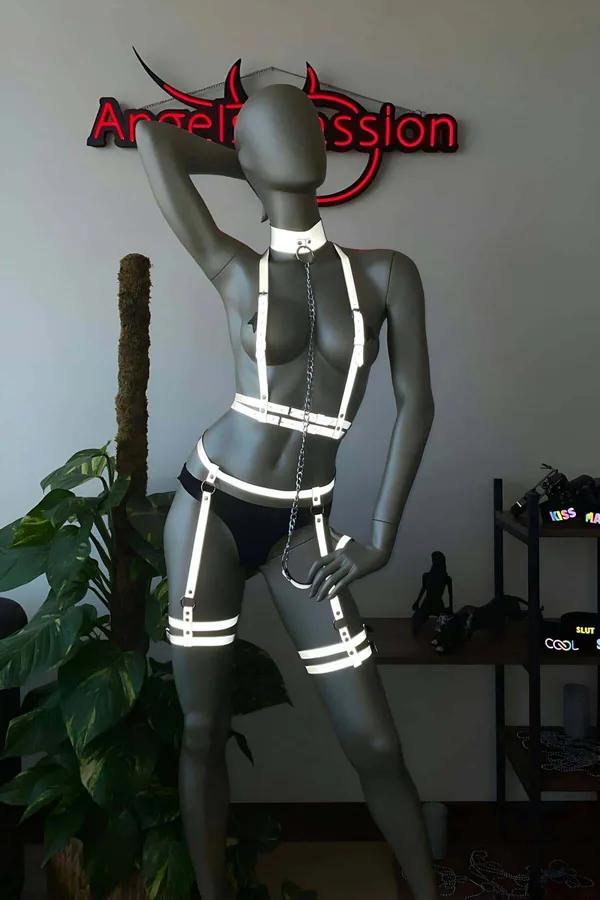 Reflective Body Harness and Garter Set - Adjustable Style