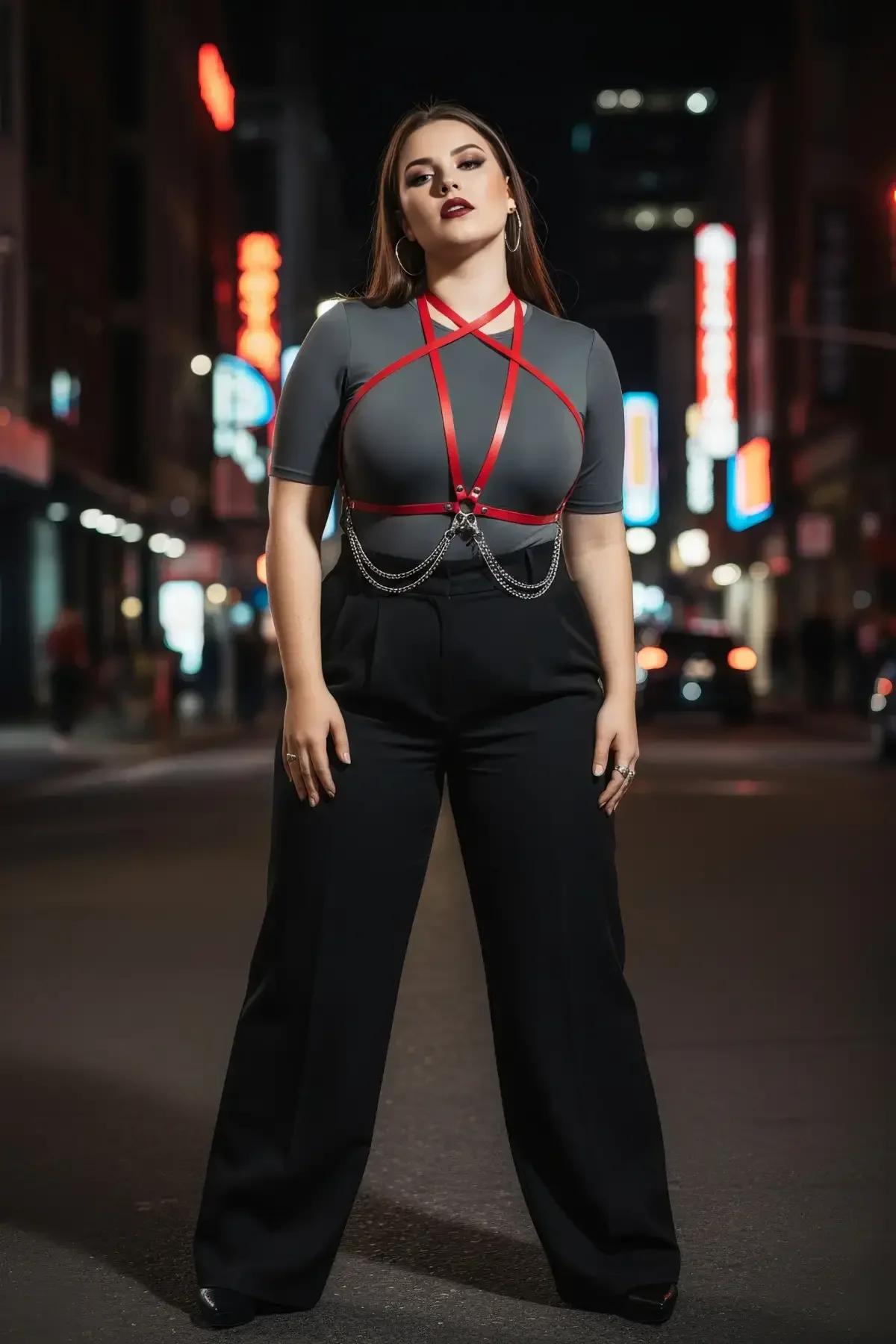 Red Star Chest Harness with Draping Chains