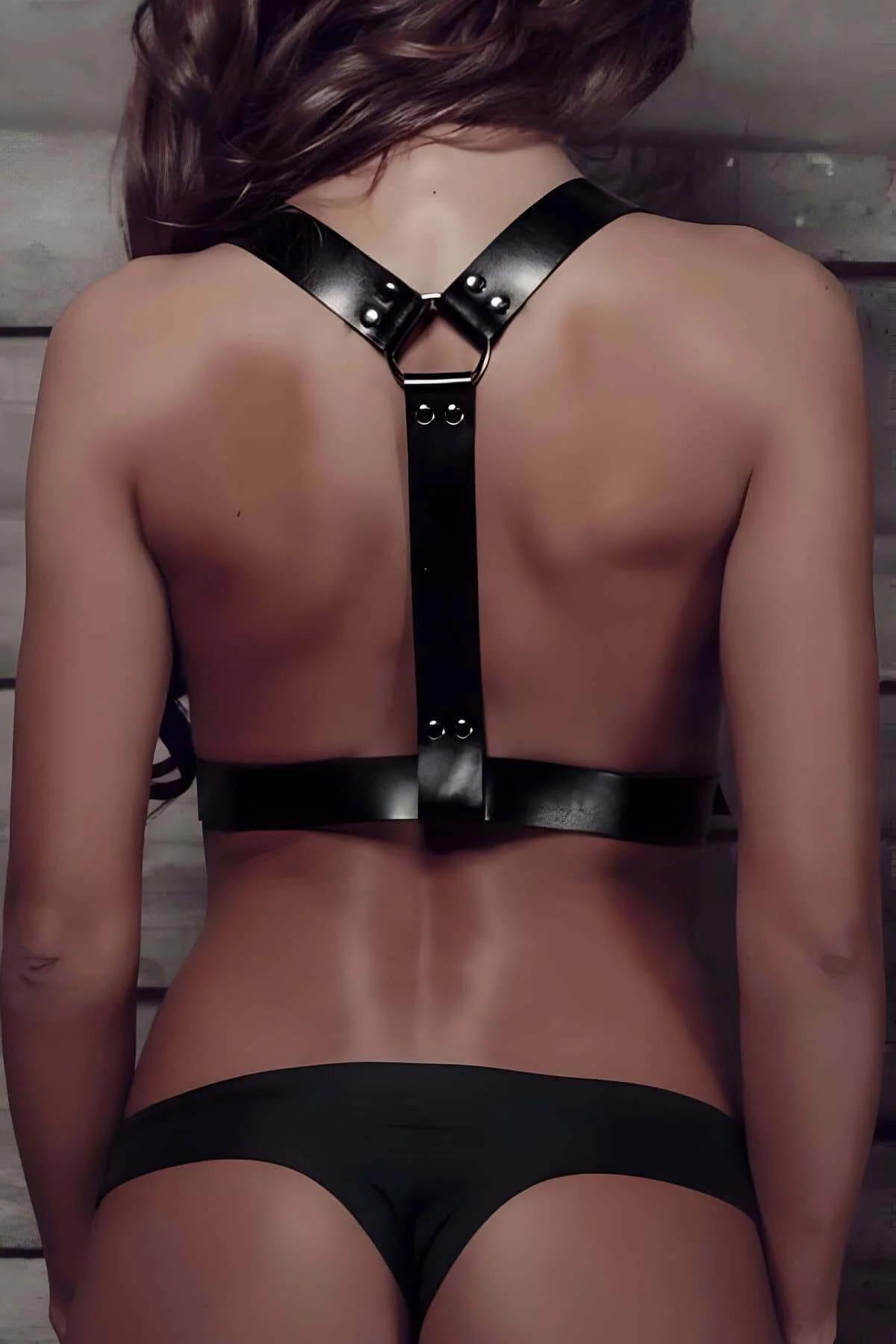 Chic Faux Leather Adjustable Chest Harness