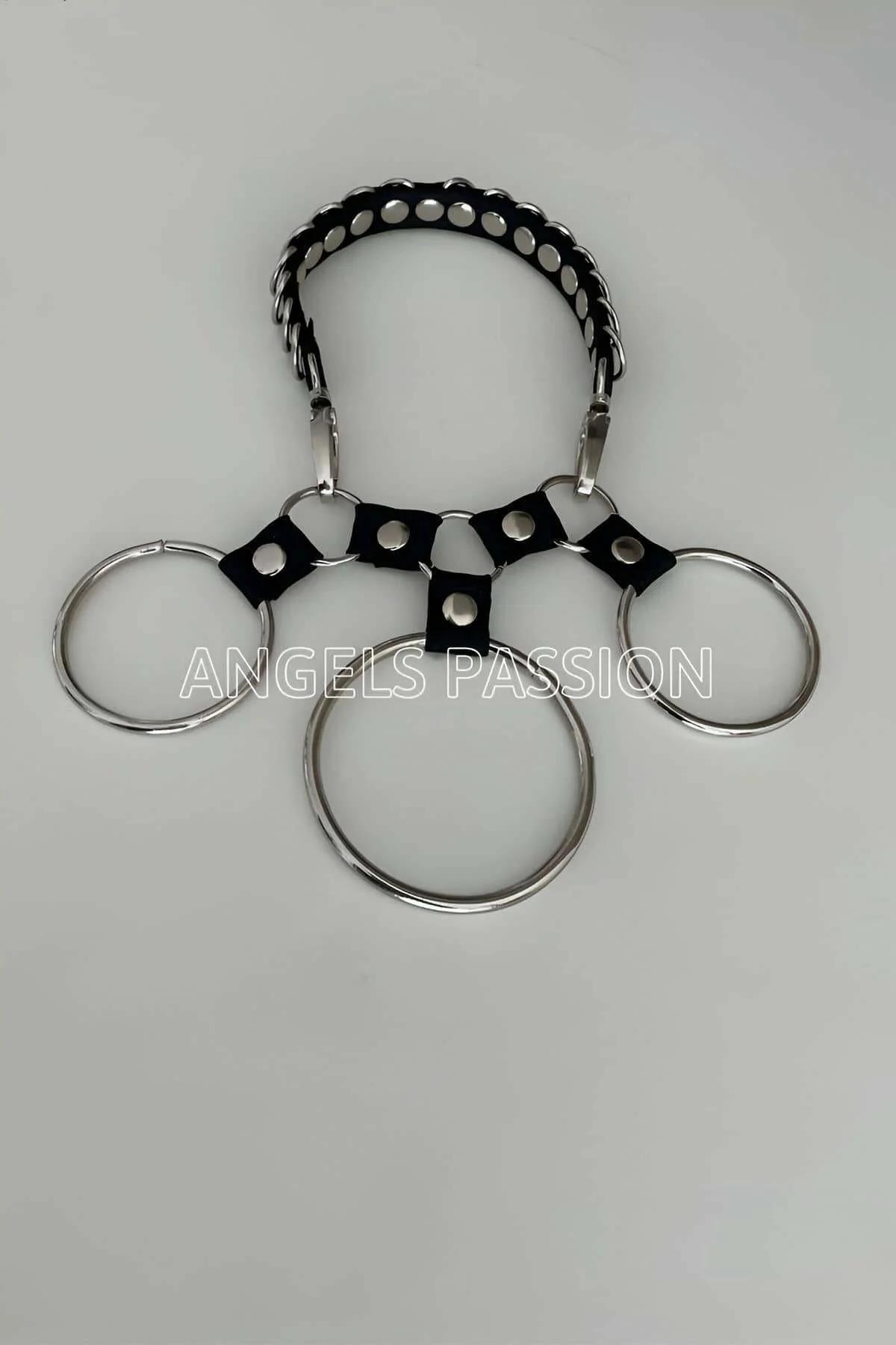 O-Ring Choker Harness with Star Accents