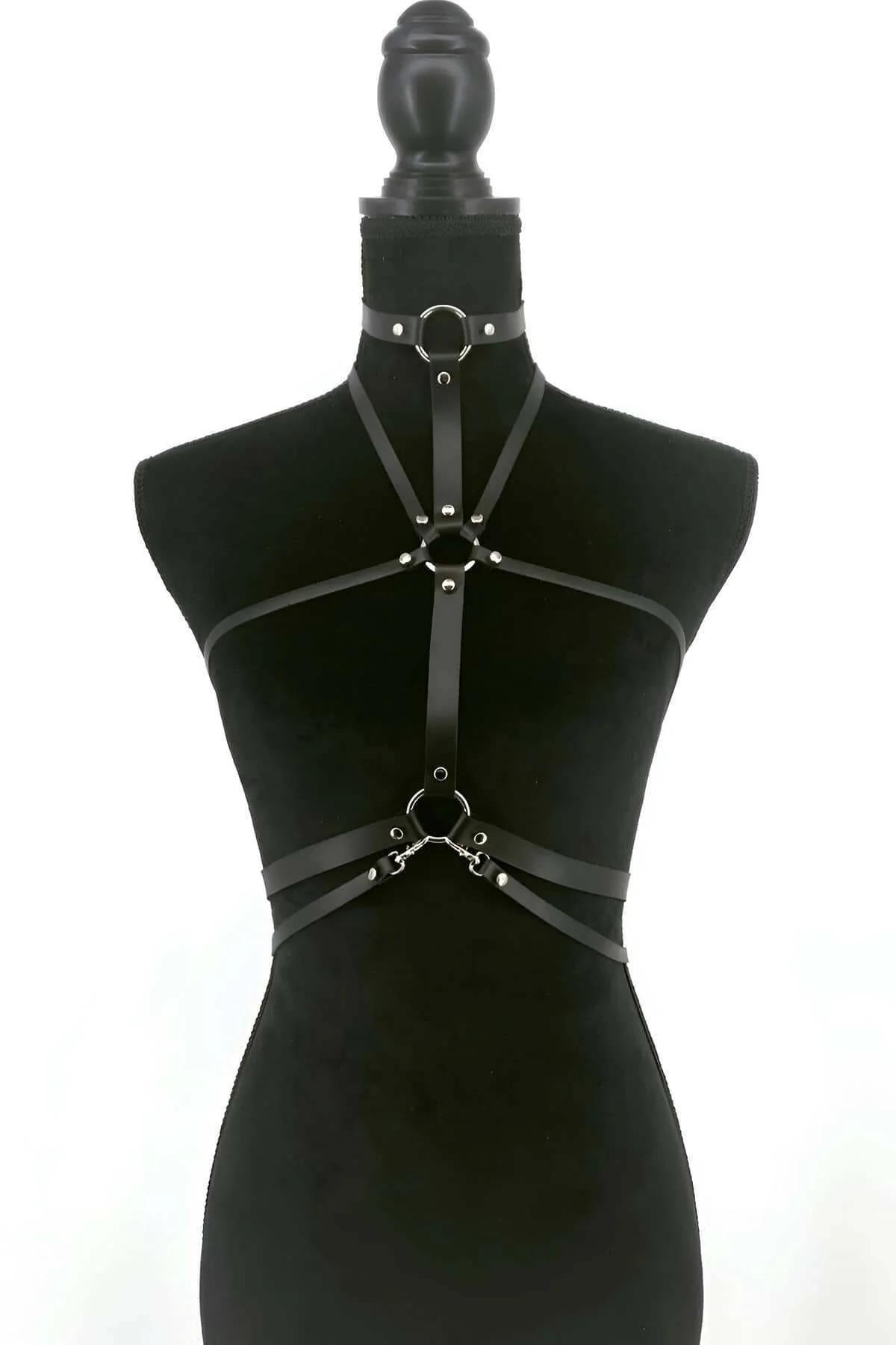 Bold Faux Leather Adjustable Chest Harness