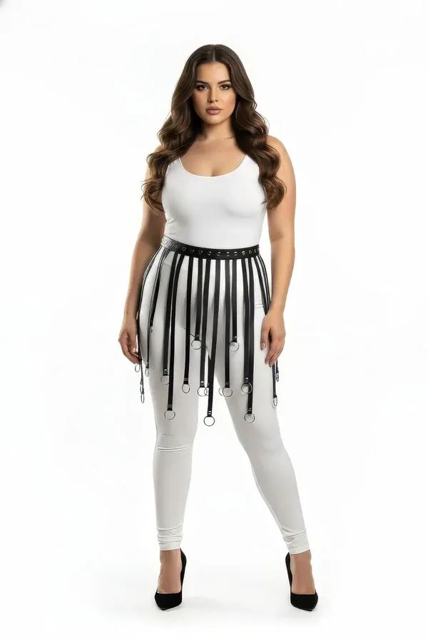 Faux Leather Ring Skirt Harness