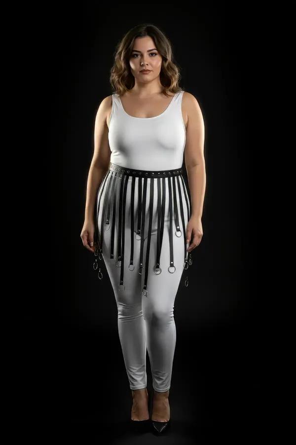 Faux Leather Ring Skirt Harness