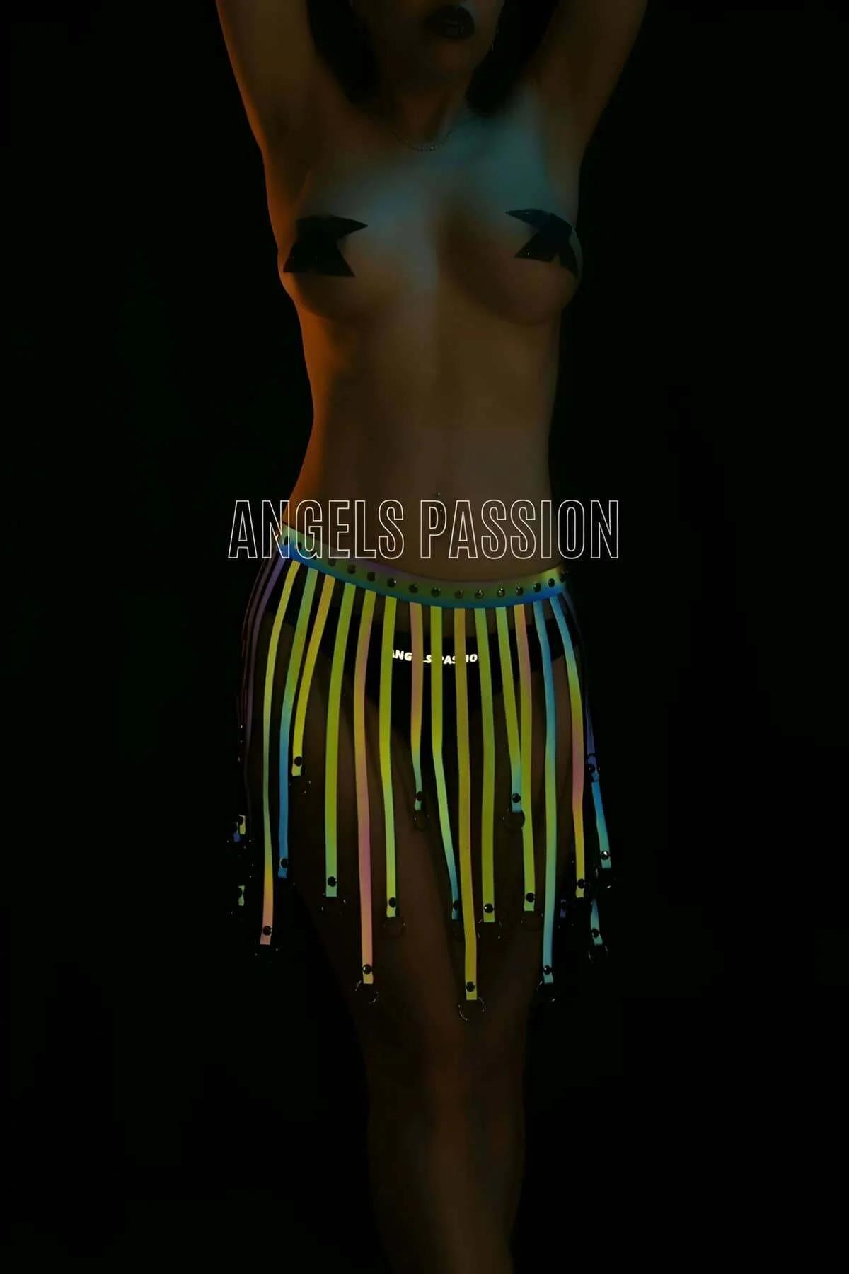 Reflective Tassel Harness Skirt with Glow Effect
