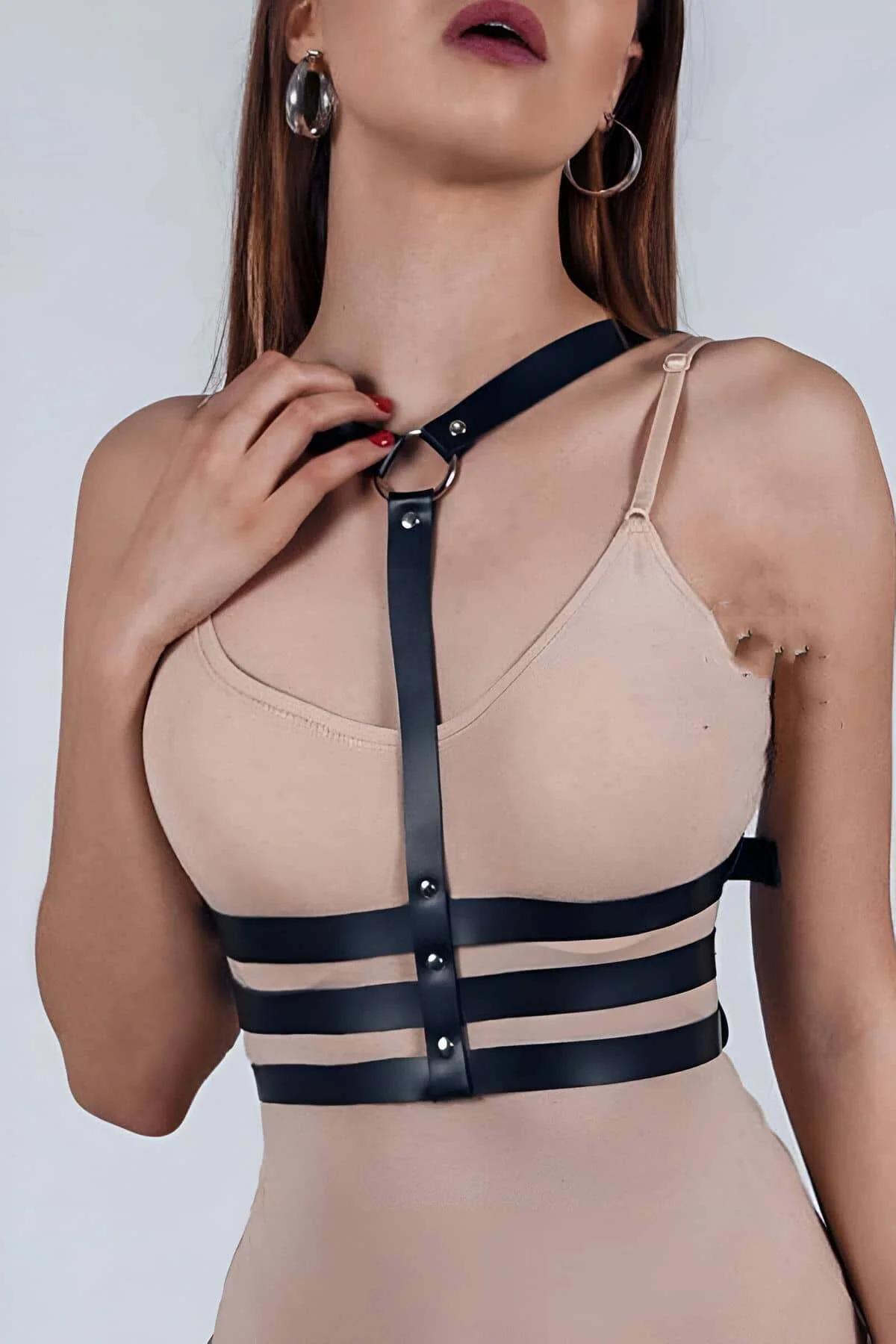 Women's Faux Leather Chest Harness | Adjustable Body Accessory
