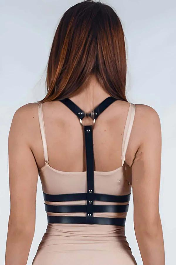 Women's Faux Leather Chest Harness | Adjustable Body Accessory