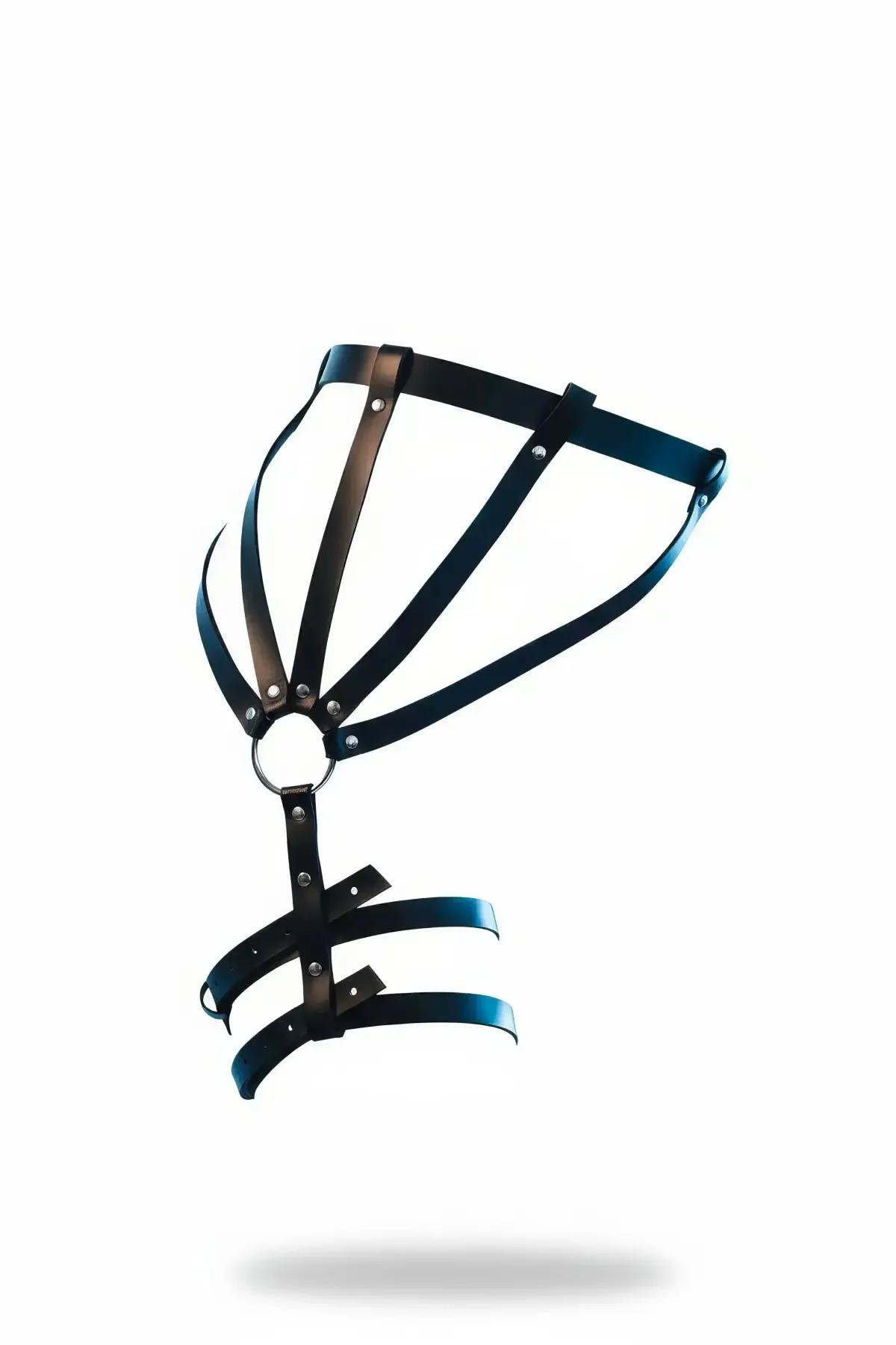 Faux Leather Thigh Garter Harness with O-Ring Detail