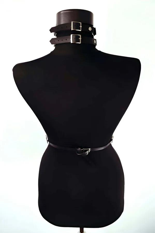Leather Chain Body Harness with Adjustable Straps